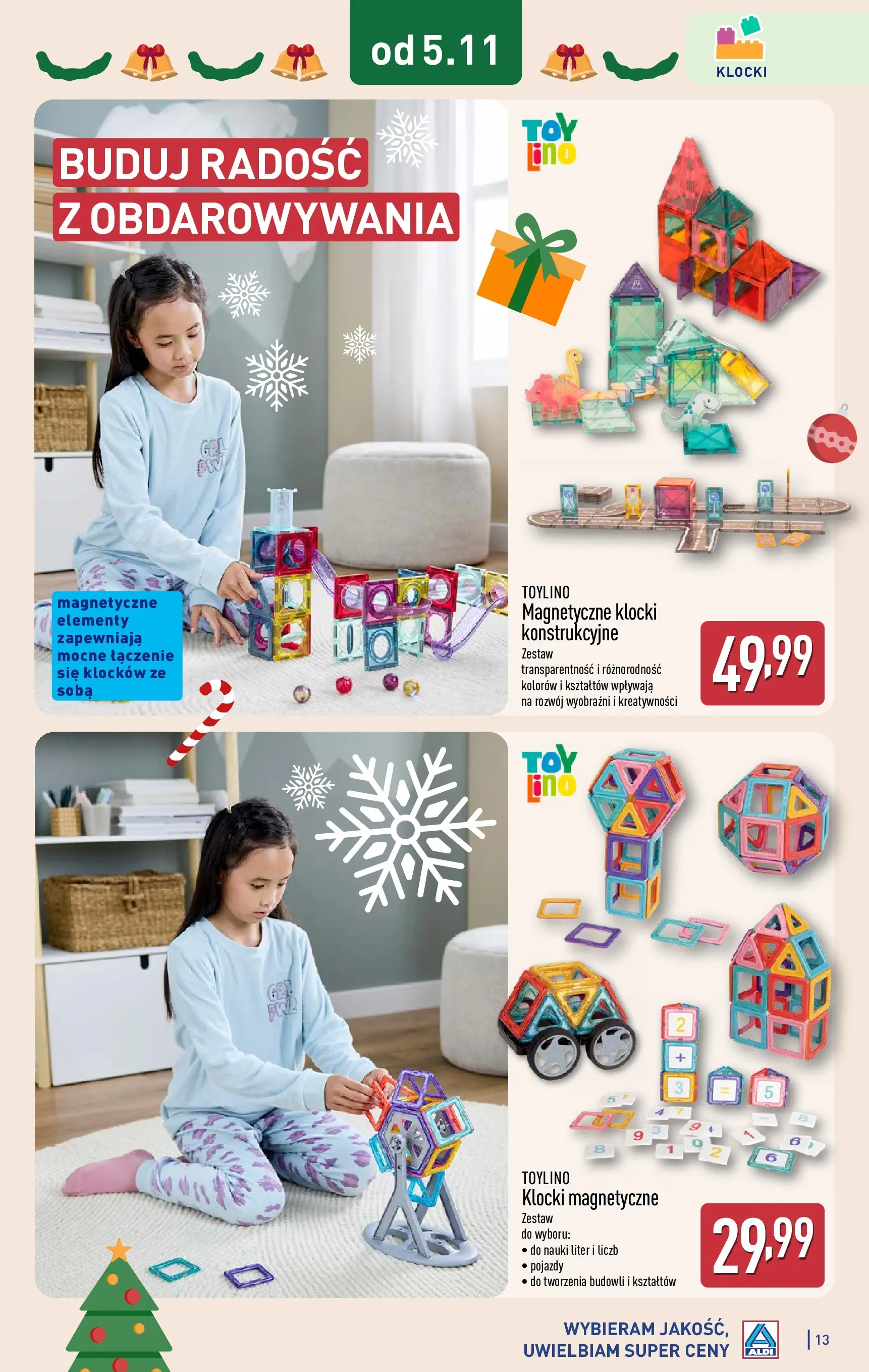Aldi gazetka od 05.11.2025 | Boże Narodzenie 🎄🎁 | Strona: 13 | Produkty: Klocki magnetyczne