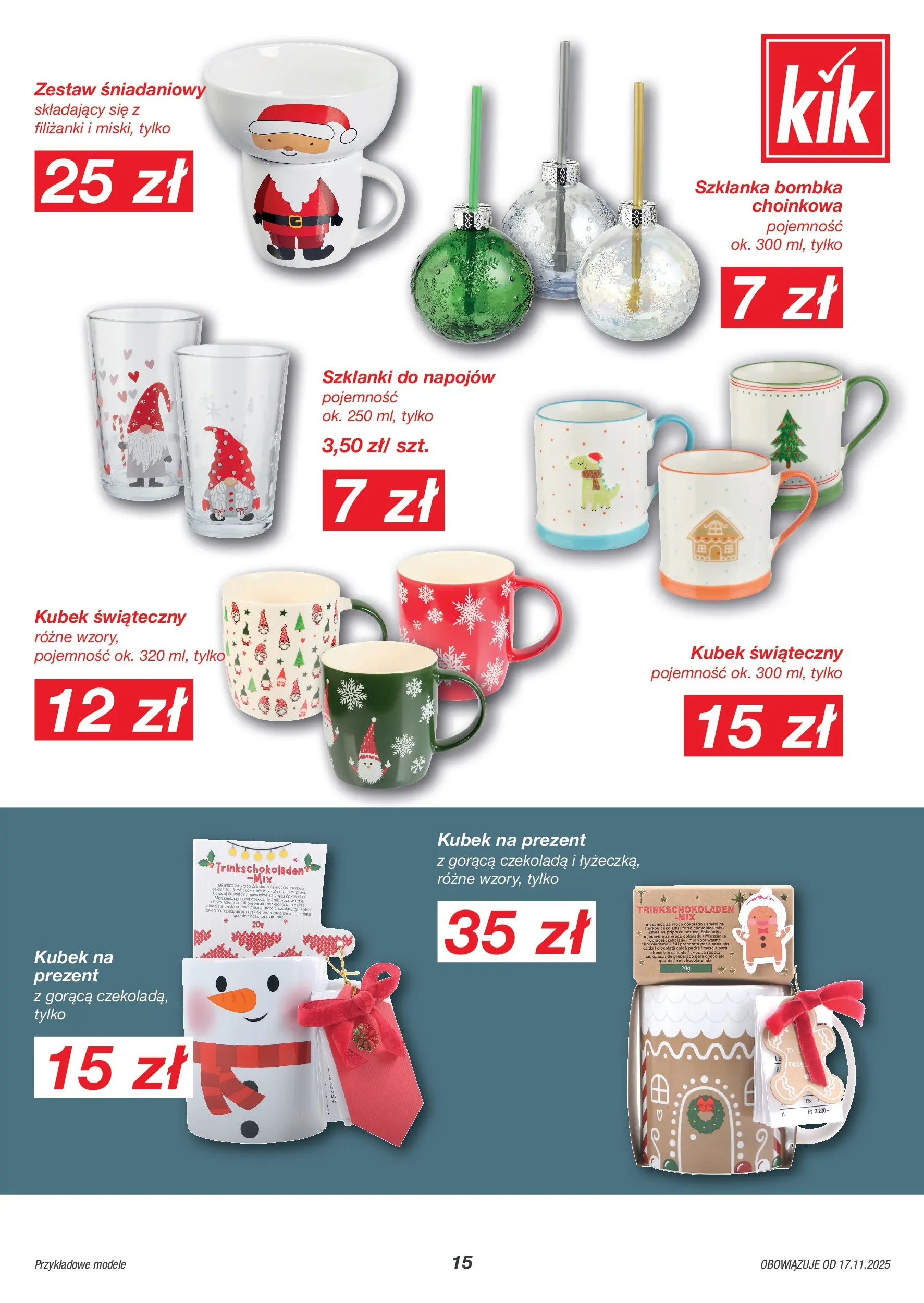 Kik BLACK FRIDAY Gazetka od 17.11.2025 | Promocje | Strona: 15 | Produkty: Szklanka, Ser, Czekolada, Szklanki