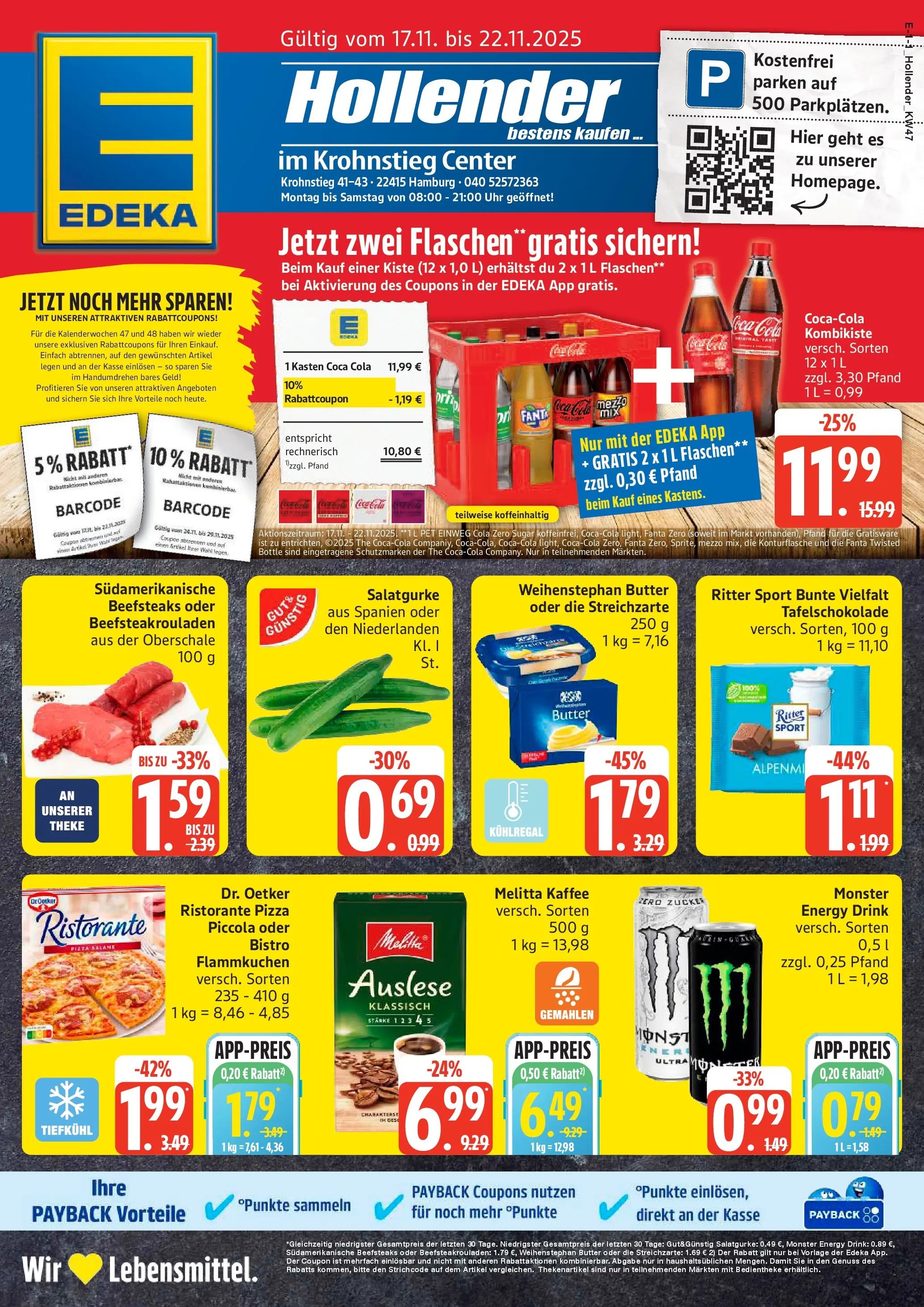 Edeka prospekt Hamburg	 (ab 17.11.2025) » Angebote Online | Seite: 1 | Produkte: Melitta, Energy, Butter, Kaffee