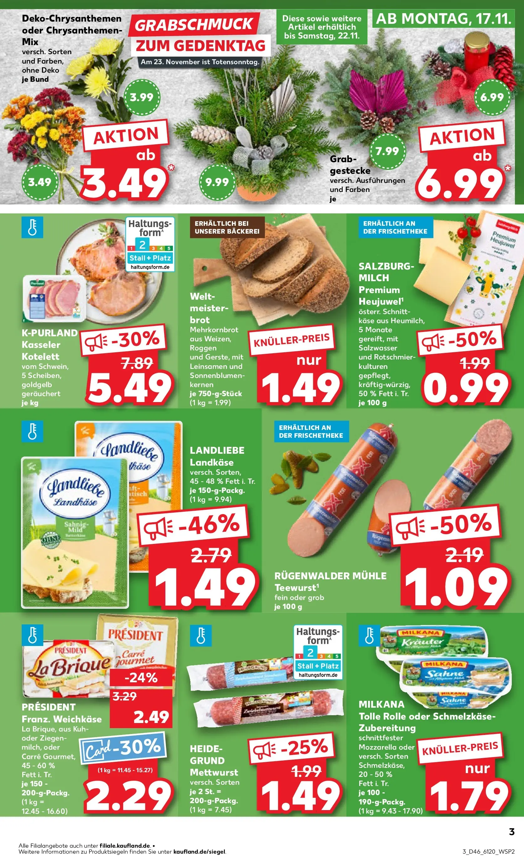Prospekt Kaufland ab 17.11.2025 » Angebote Online zum Blättern | Seite: 3 | Produkte: Mühle, Käse, Milkana, Mozzarella
