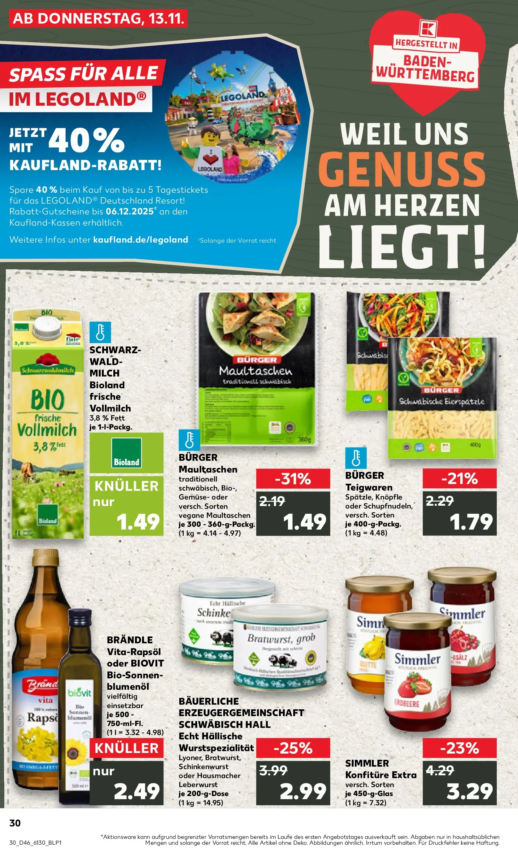 Prospekt Kaufland ab 17.11.2025 » Angebote Online zum Blättern | Seite: 30 | Produkte: Milch, Gemüse, Pasta, Maultaschen