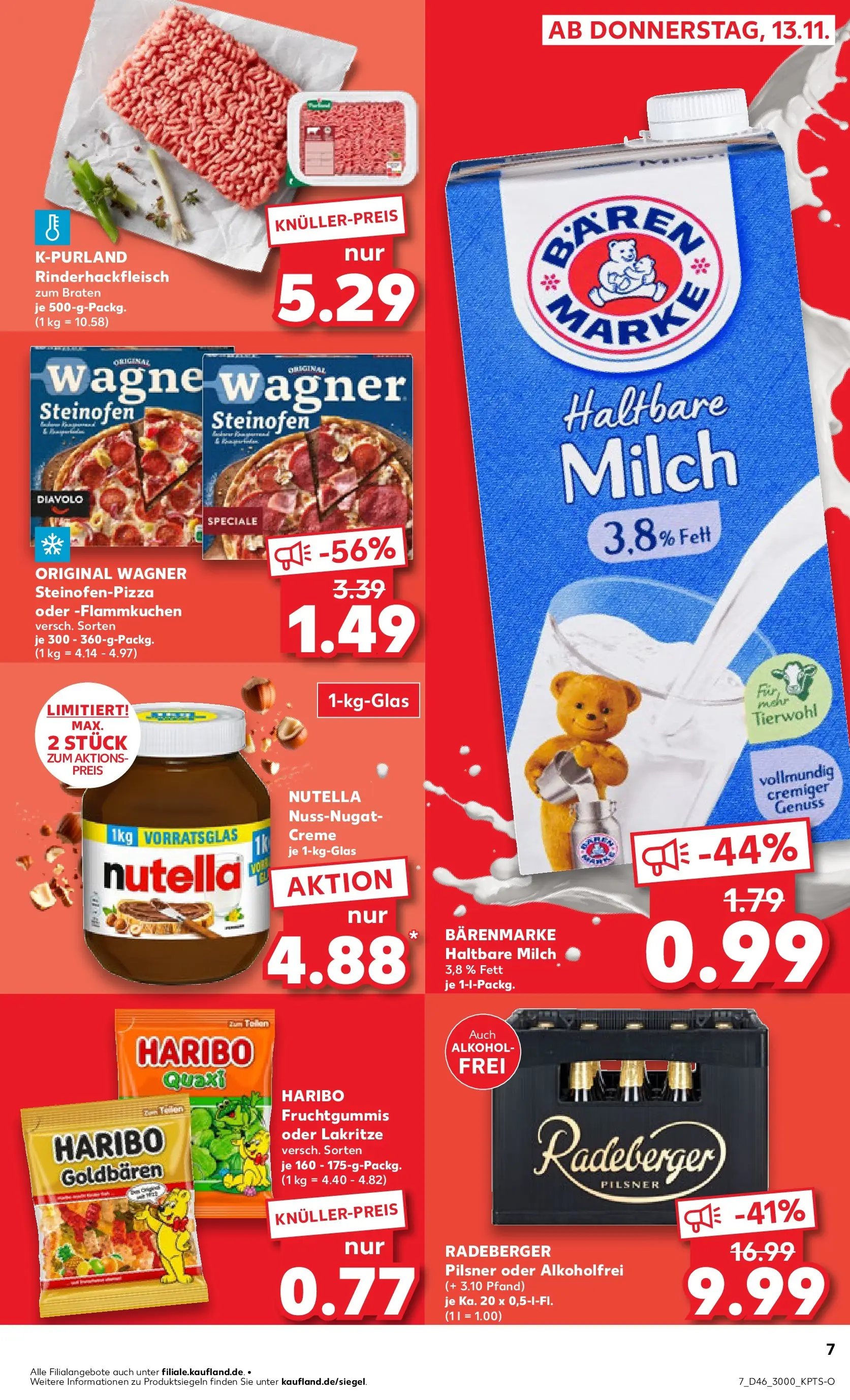 Prospekt Kaufland ab 16.11.2025 » Angebote Online zum Blättern | Seite: 7 | Produkte: Haribo, Milch, Haltbare milch, Nutella