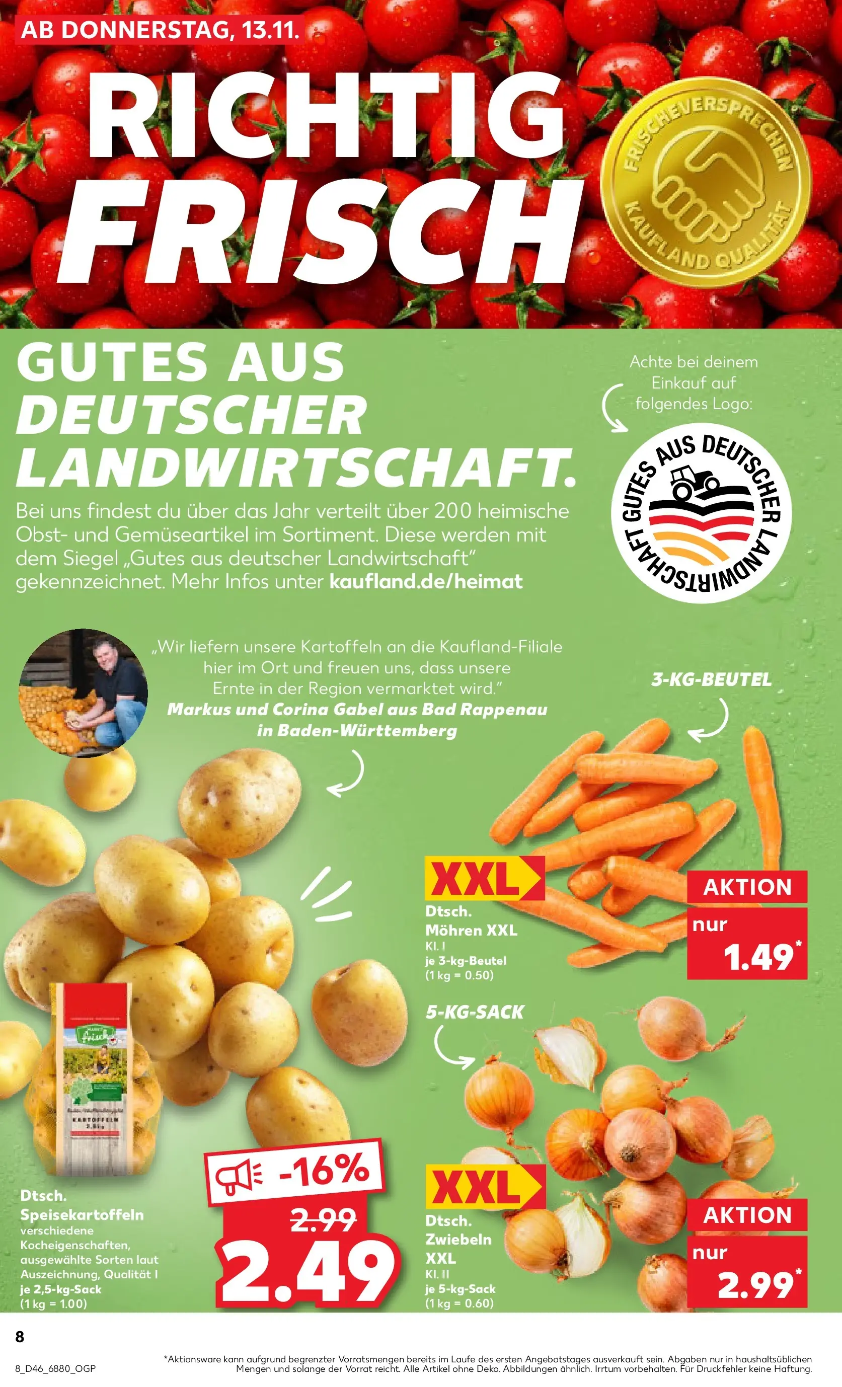Prospekt Kaufland ab 17.11.2025 » Angebote Online zum Blättern | Seite: 8 | Produkte: Bad, Mohren, Zwiebeln, Obst