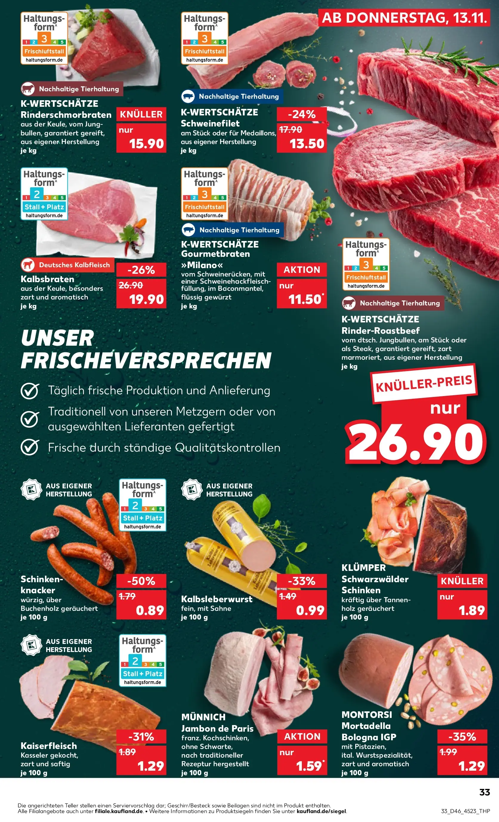 Prospekt Kaufland ab 17.11.2025 » Angebote Online zum Blättern | Seite: 33 | Produkte: Schweinefilet, Schinken, Sahne