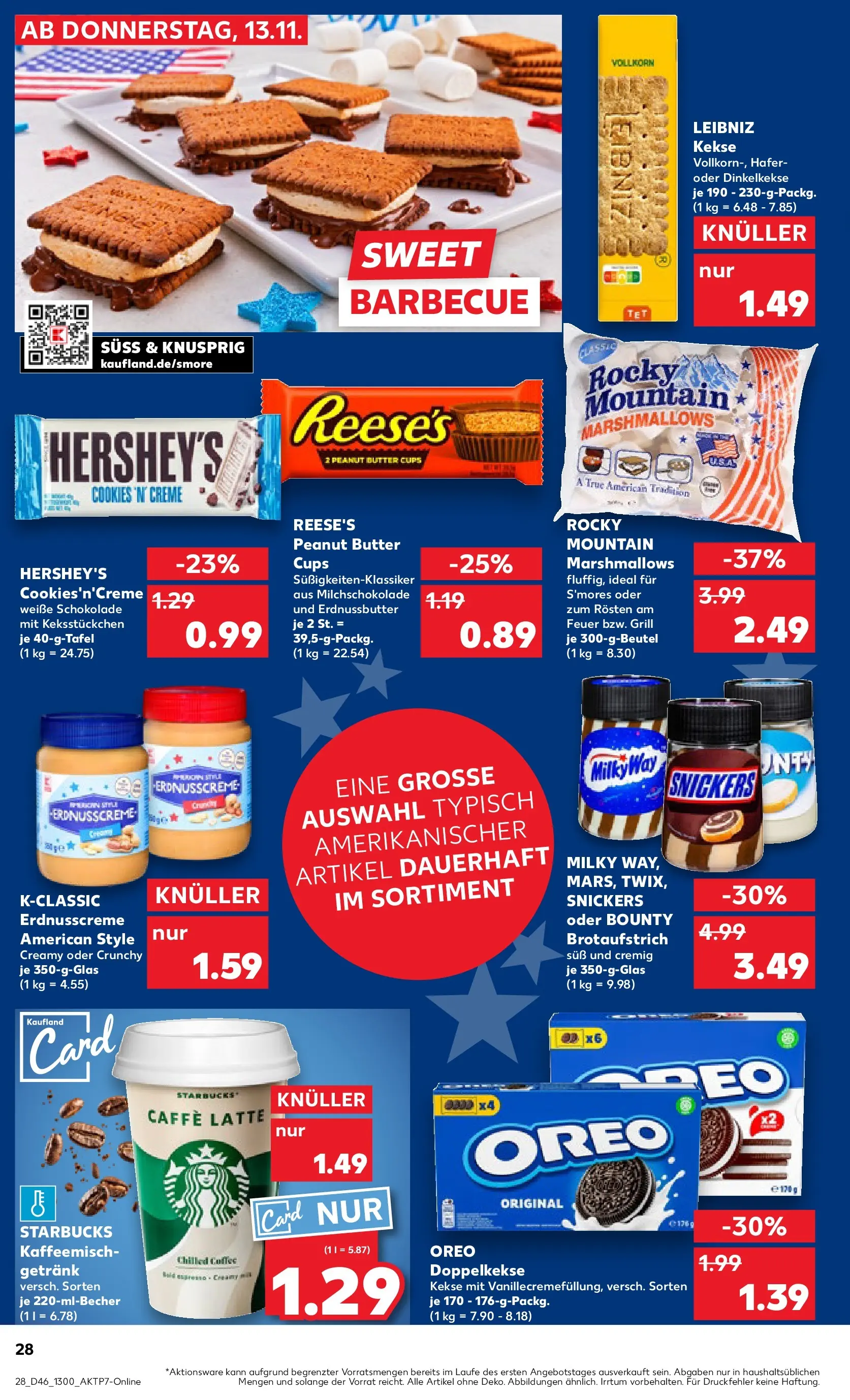 Prospekt Kaufland ab 17.11.2025 » Angebote Online zum Blättern | Seite: 28 | Produkte: Grill, Butter, Snickers, Creme
