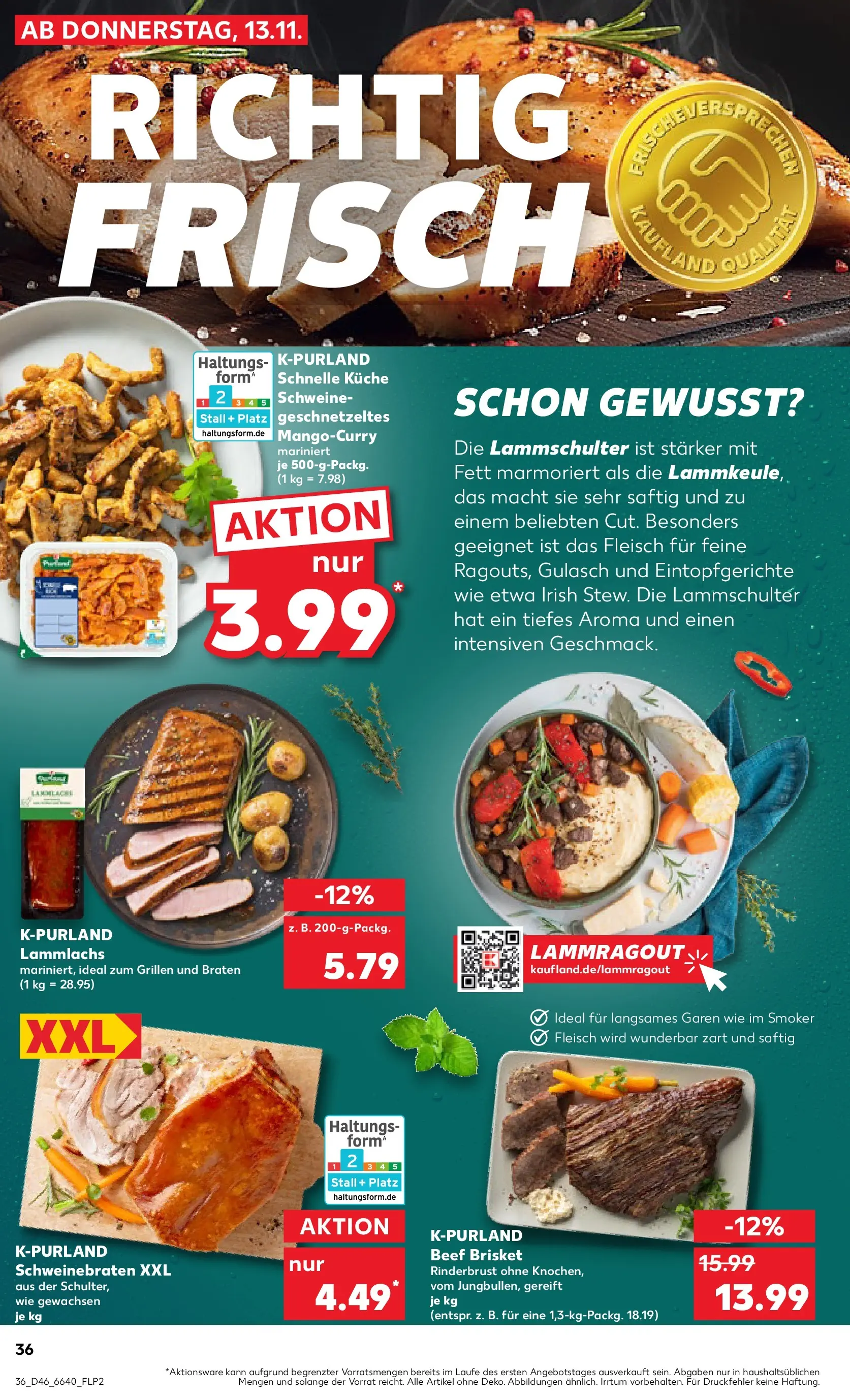 Prospekt Kaufland ab 16.11.2025 » Angebote Online zum Blättern | Seite: 36 | Produkte: Küche, Gulasch, Fleisch