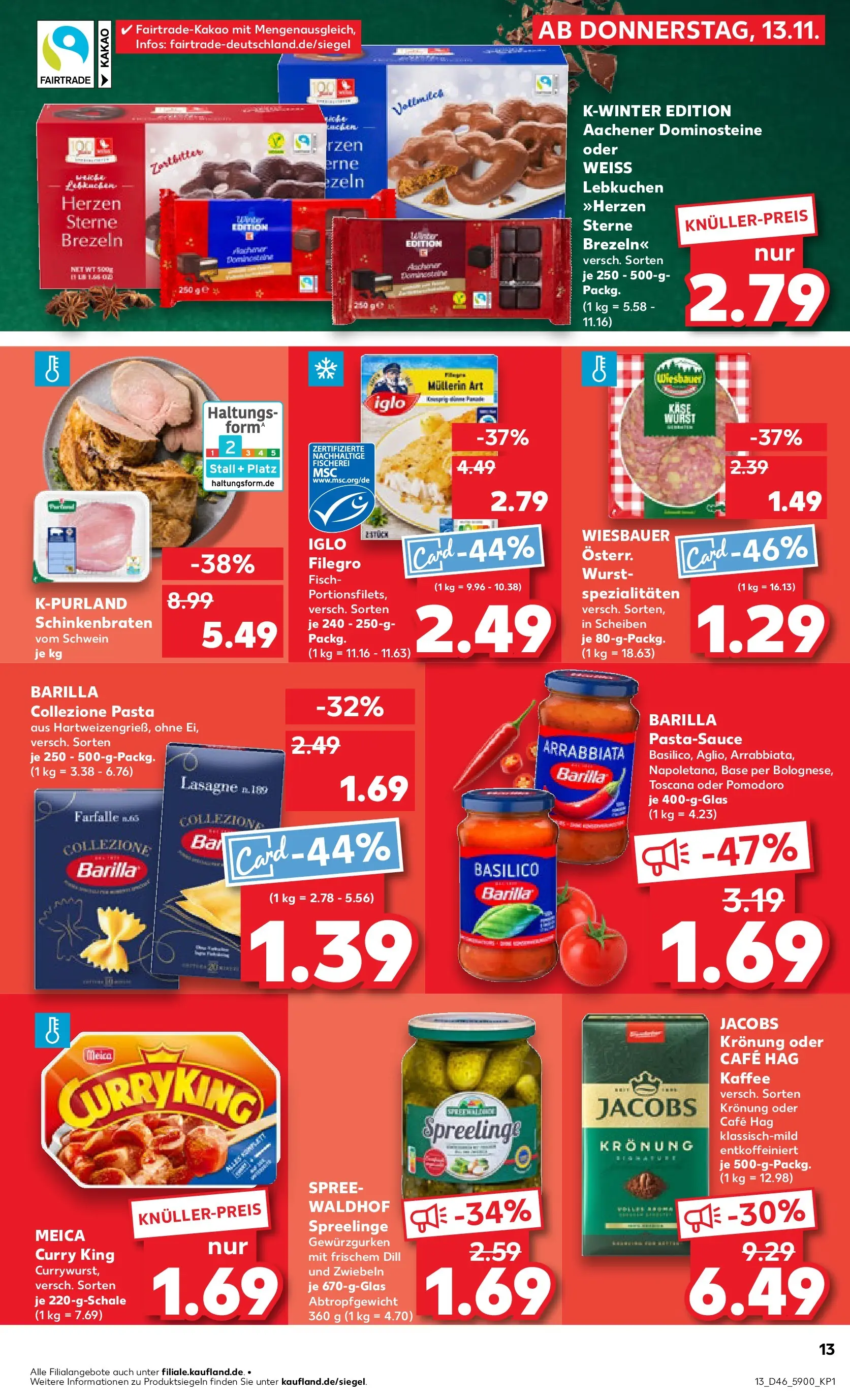 Prospekt Kaufland ab 17.11.2025 » Angebote Online zum Blättern | Seite: 13 | Produkte: Barilla, Iglo, Meica, Dill