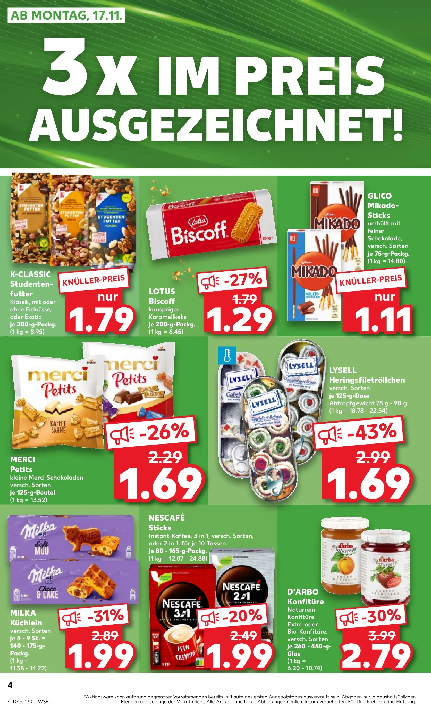 Prospekt Kaufland ab 17.11.2025 » Angebote Online zum Blättern | Seite: 4 | Produkte: Merci, Nescafe, Milka, Sahne