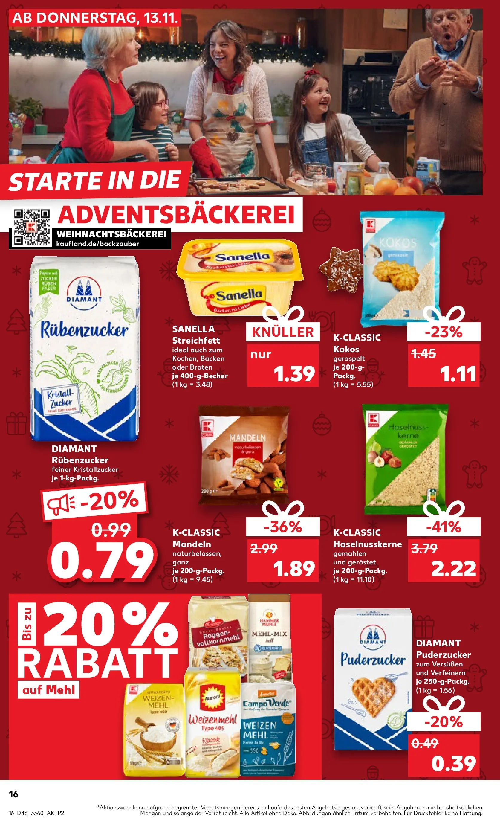 Prospekt Kaufland ab 17.11.2025 » Angebote Online zum Blättern | Seite: 16 | Produkte: Mühle, Mehl, Weizenmehl, Sanella