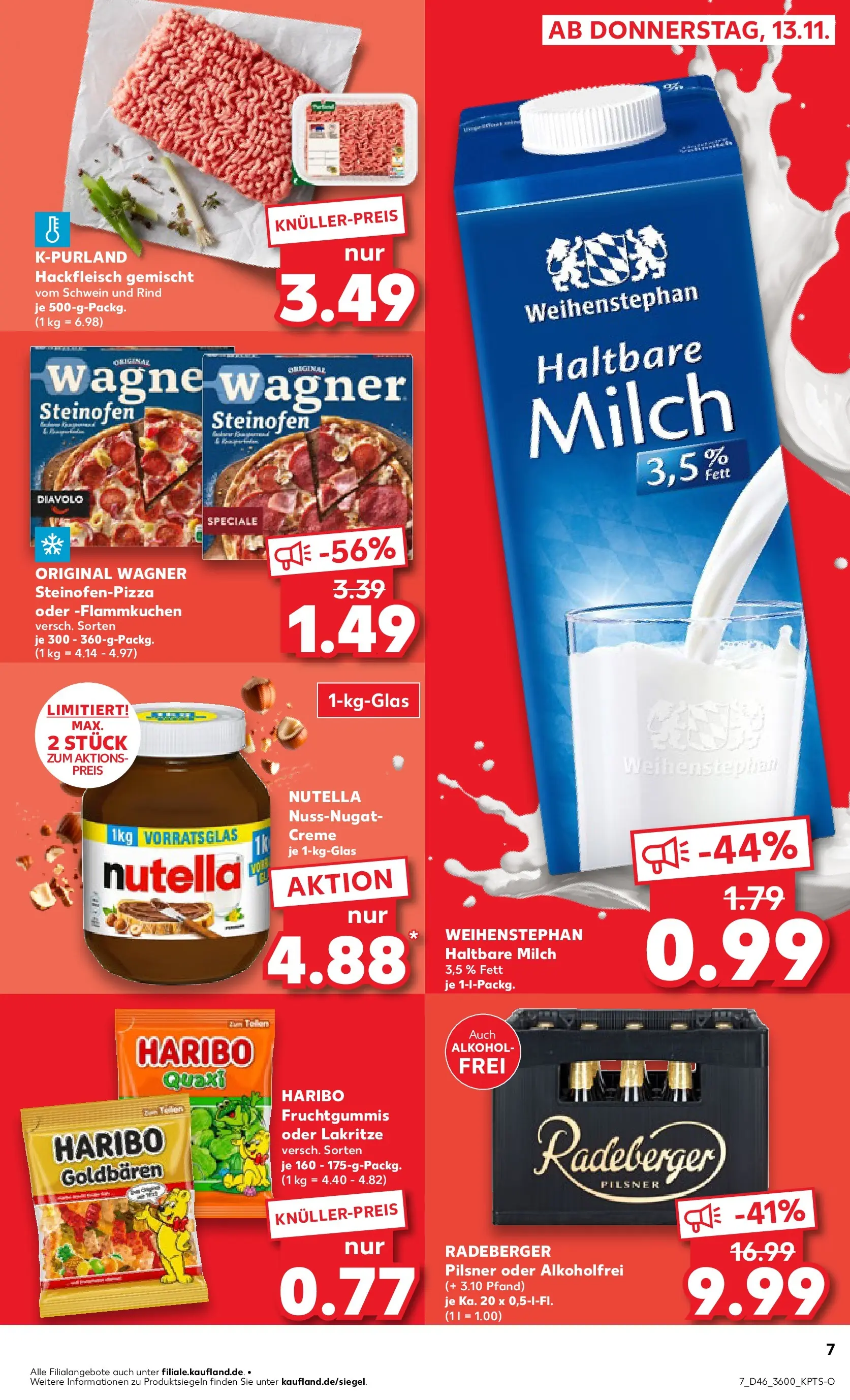 Prospekt Kaufland ab 16.11.2025 » Angebote Online zum Blättern | Seite: 7 | Produkte: Haribo, Milch, Radeberger pilsner, Hackfleisch