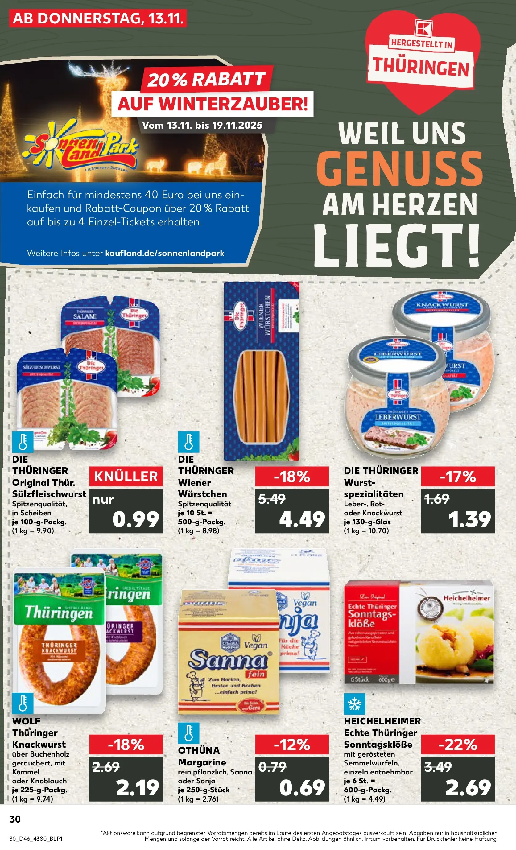 Prospekt Kaufland ab 17.11.2025 » Angebote Online zum Blättern | Seite: 30 | Produkte: Margarine, Wiener wurstchen, Wurst, Knoblauch