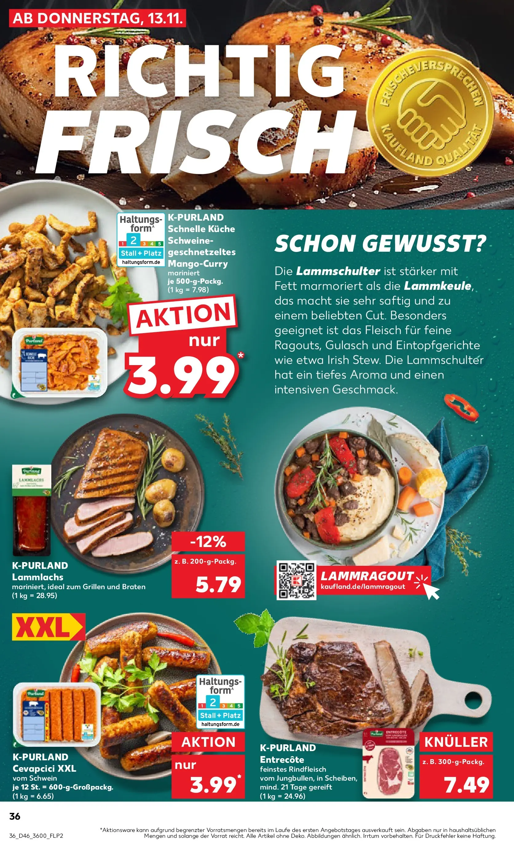 Prospekt Kaufland ab 16.11.2025 » Angebote Online zum Blättern | Seite: 36 | Produkte: Küche, Cevapcici, Rindfleisch, Fleisch