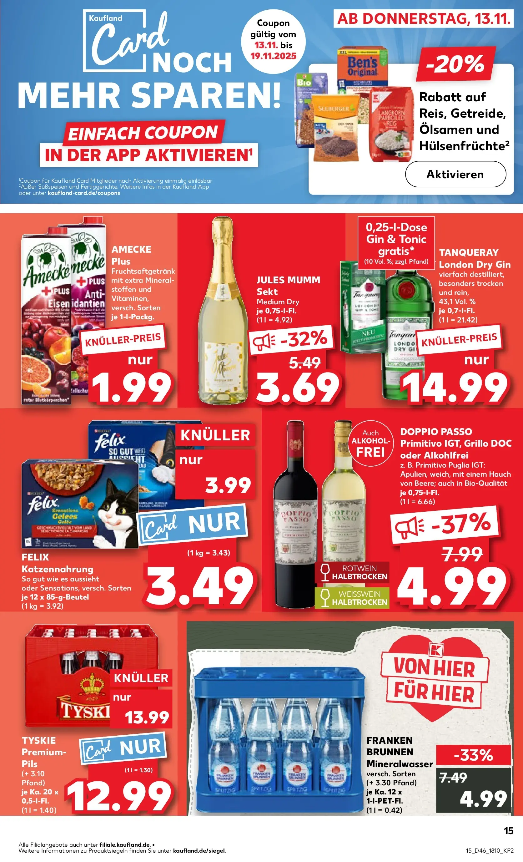 Prospekt Kaufland ab 17.11.2025 » Angebote Online zum Blättern | Seite: 15 | Produkte: Mumm sekt, Tyskie, Weißwein, Pils