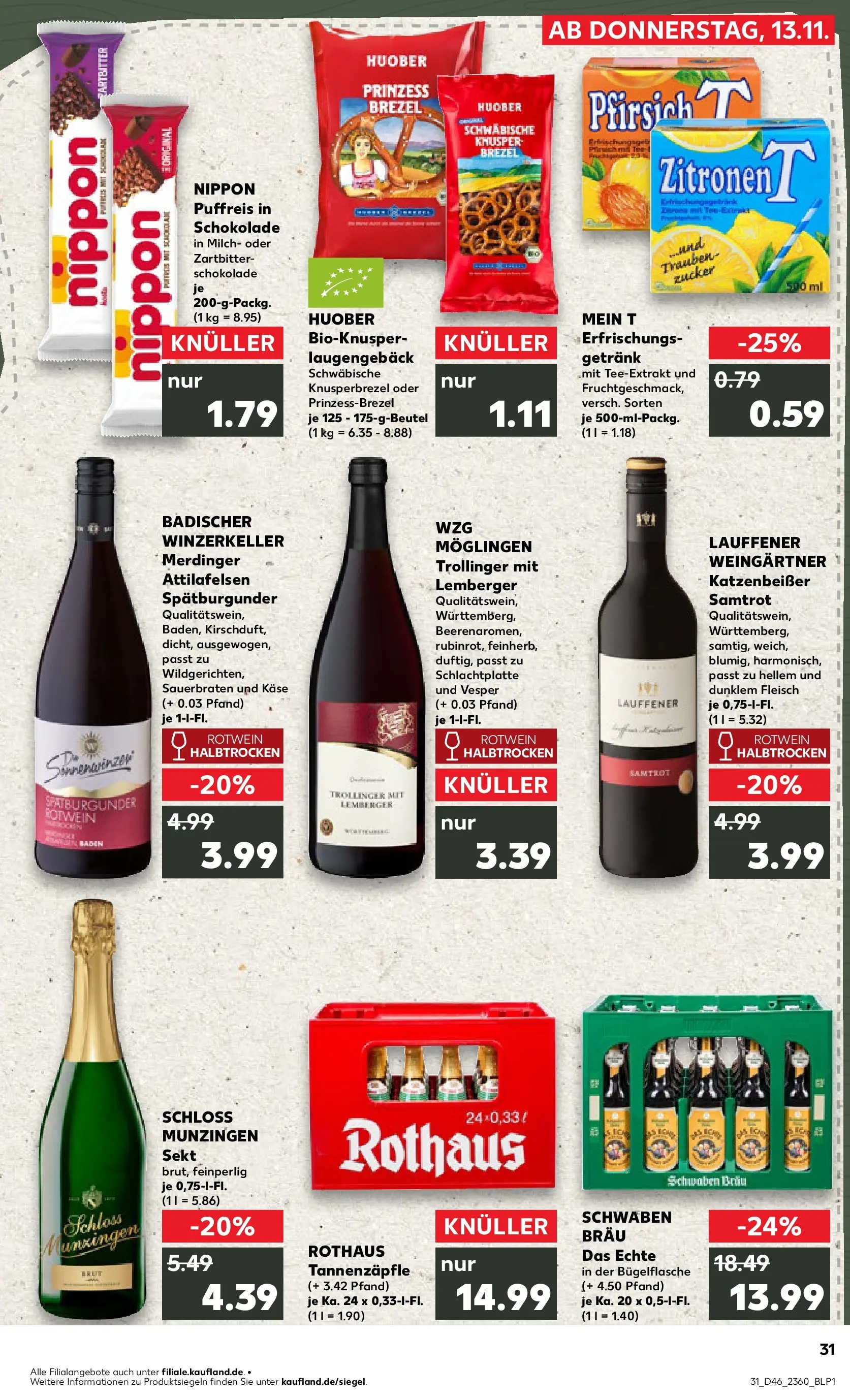 Prospekt Kaufland ab 17.11.2025 » Angebote Online zum Blättern | Seite: 31 | Produkte: Käse, Rotwein, Rotwein halbtrocken, Fleisch