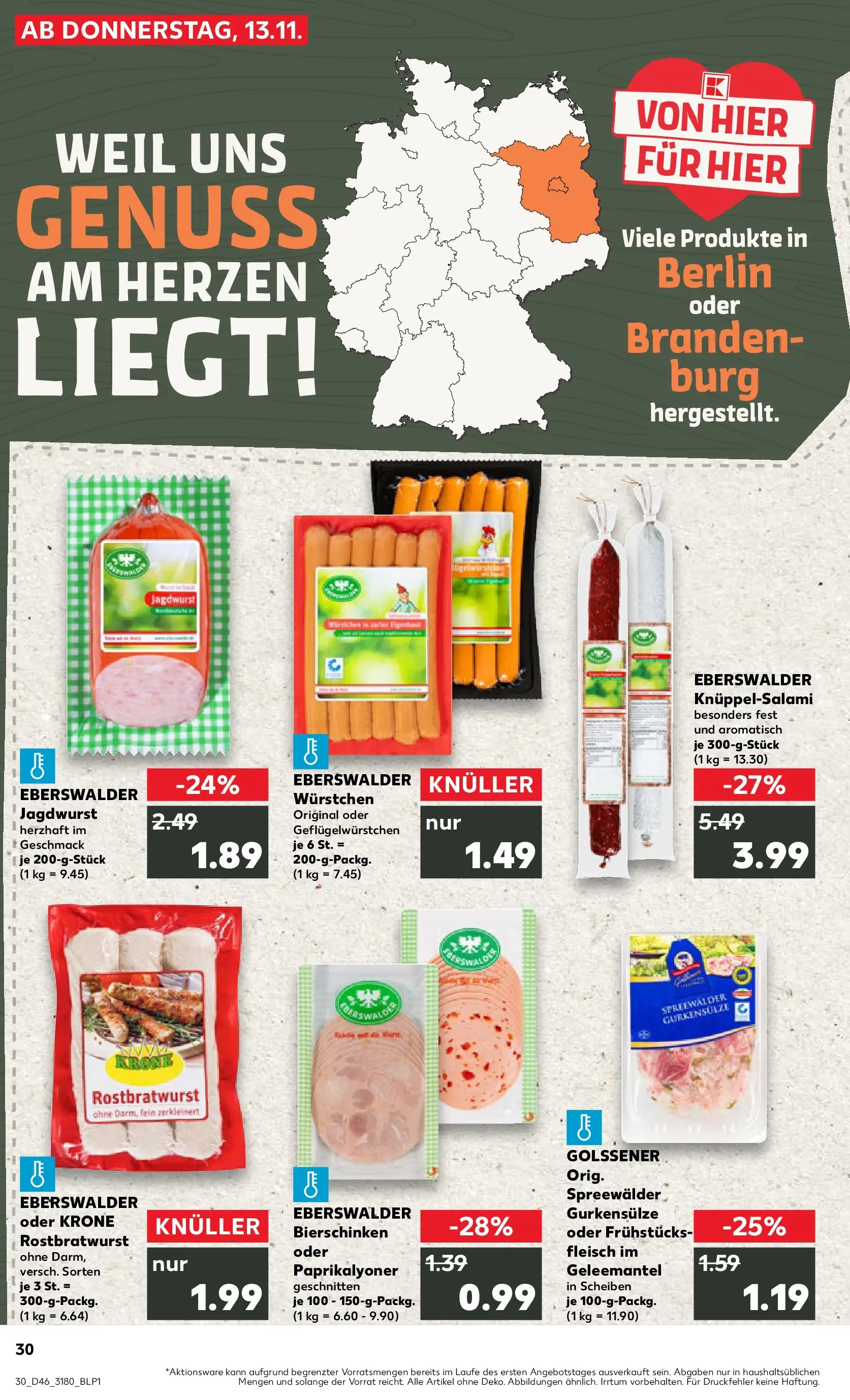 Prospekt Kaufland ab 16.11.2025 » Angebote Online zum Blättern | Seite: 30 | Produkte: Fleisch