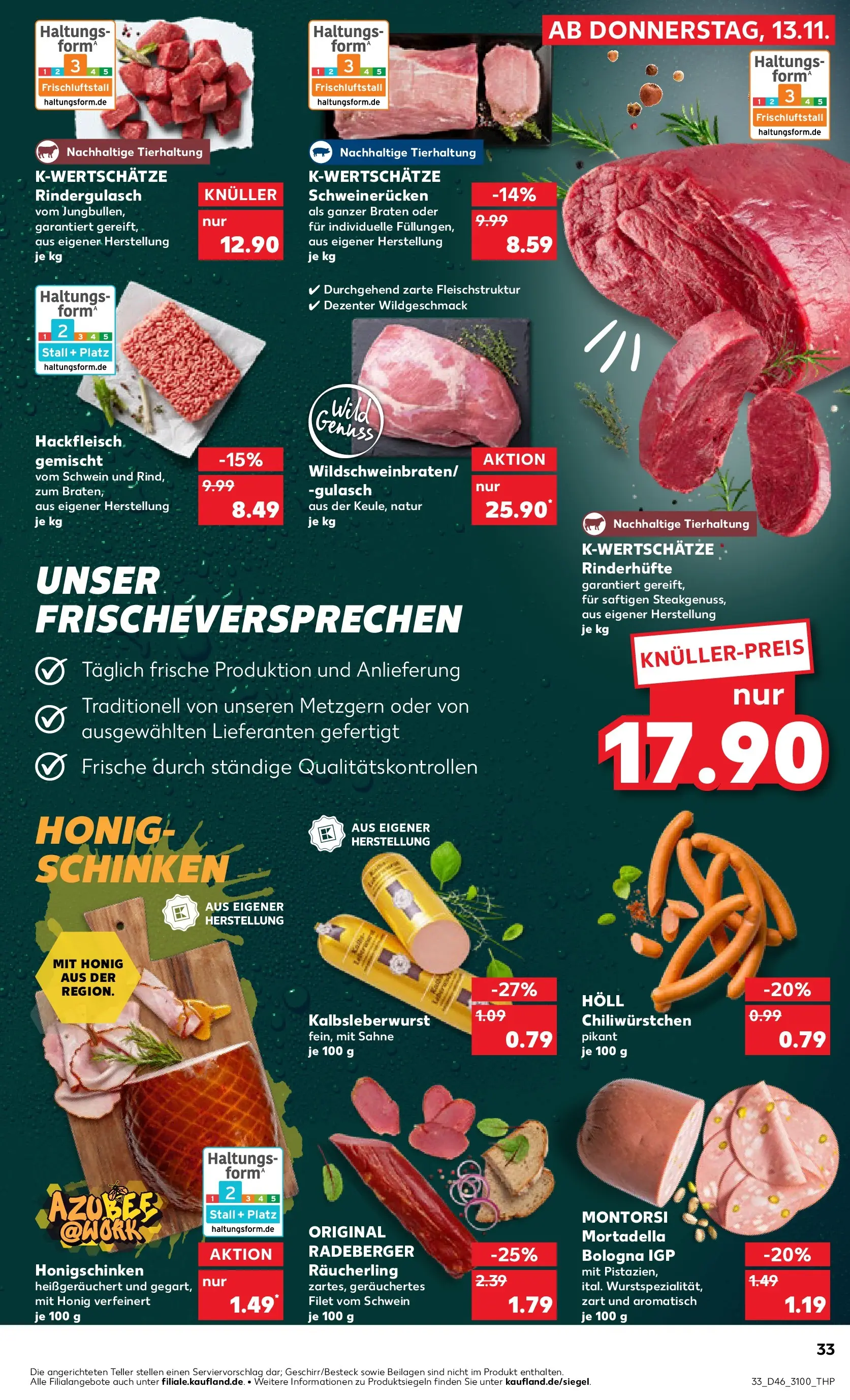 Prospekt Kaufland ab 17.11.2025 » Angebote Online zum Blättern | Seite: 33 | Produkte: Rindergulasch, Gulasch, Chili, Hackfleisch