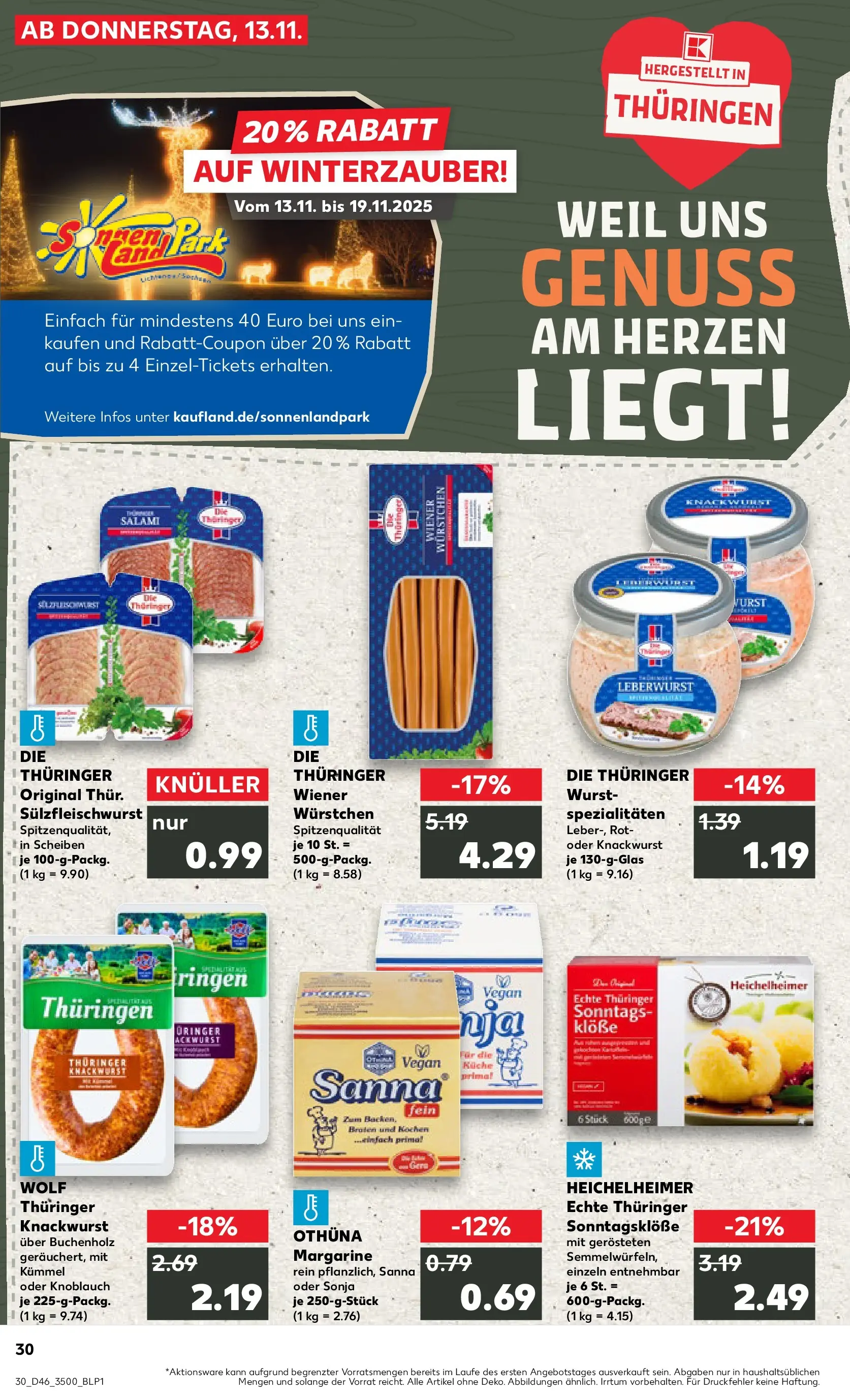 Prospekt Kaufland ab 17.11.2025 » Angebote Online zum Blättern | Seite: 30 | Produkte: Margarine, Wiener wurstchen, Wurst, Salami