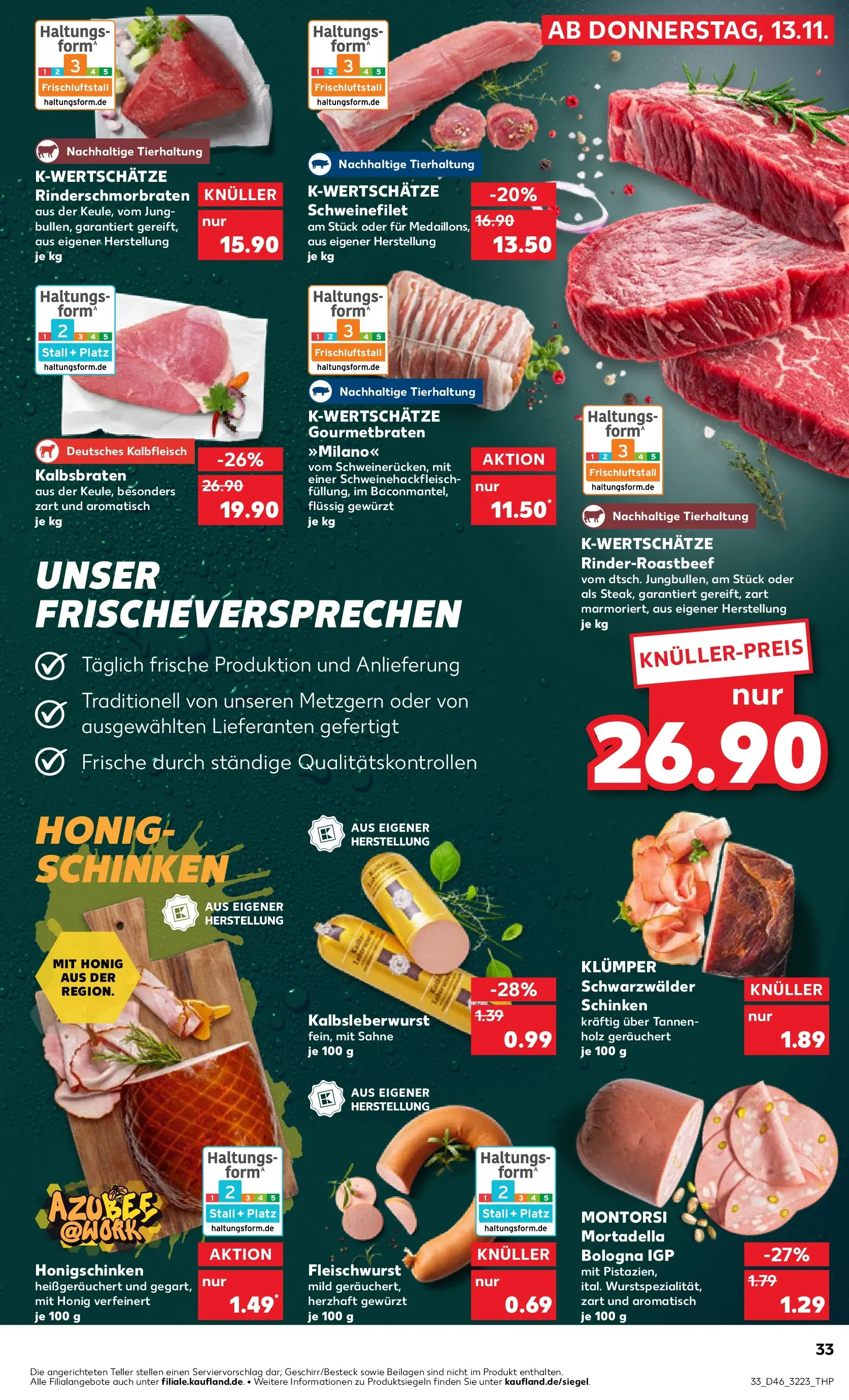 Prospekt Kaufland ab 17.11.2025 » Angebote Online zum Blättern | Seite: 33 | Produkte: Schweinefilet, Schinken, Sahne