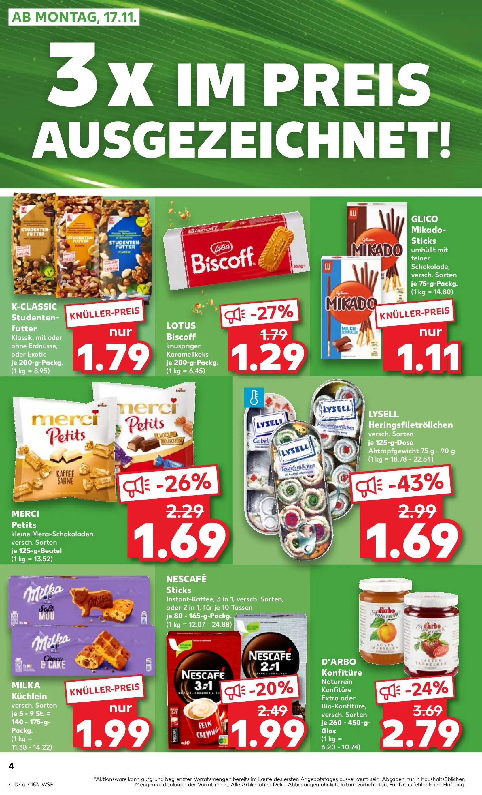 Prospekt Kaufland ab 16.11.2025 » Angebote Online zum Blättern | Seite: 4 | Produkte: Nescafe, Kaffee, Milka, Sahne