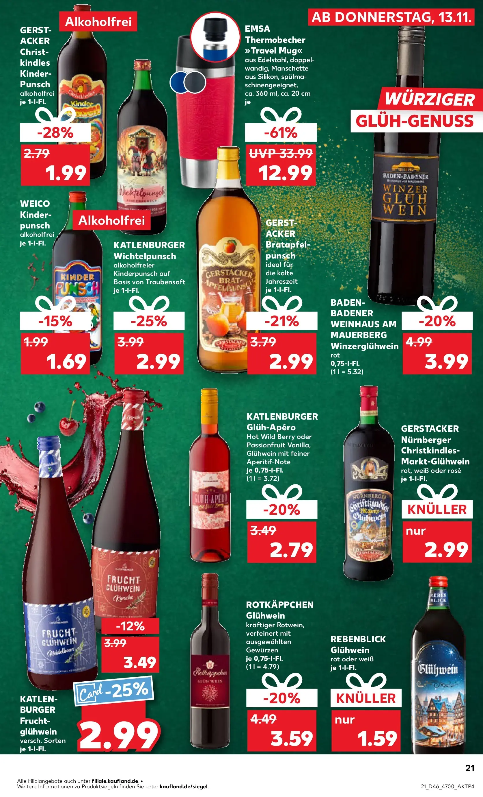 Prospekt Kaufland ab 17.11.2025 » Angebote Online zum Blättern | Seite: 21 | Produkte: Burger, Apple, Rotkäppchen, Wein