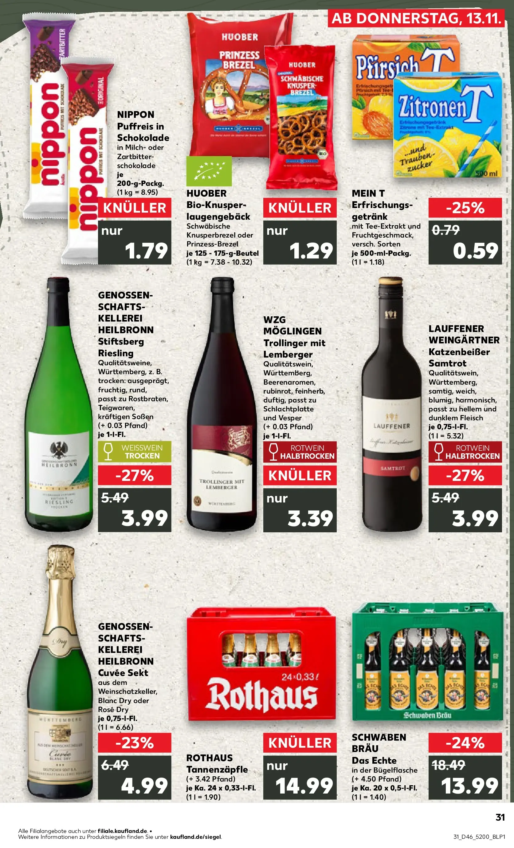 Prospekt Kaufland ab 17.11.2025 » Angebote Online zum Blättern | Seite: 31 | Produkte: Schokolade, Rotwein, Sekt, Fleisch