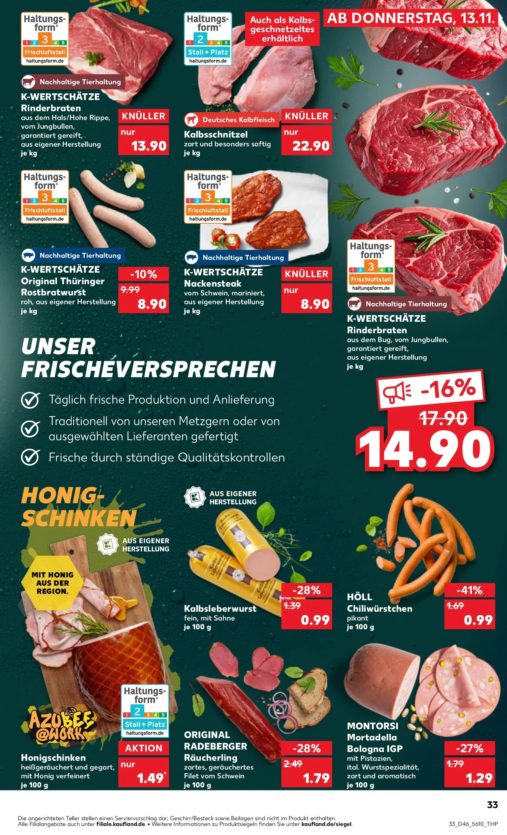 Prospekt Kaufland ab 17.11.2025 » Angebote Online zum Blättern | Seite: 33 | Produkte: Rinderbraten, Chili, Schinken, Sahne