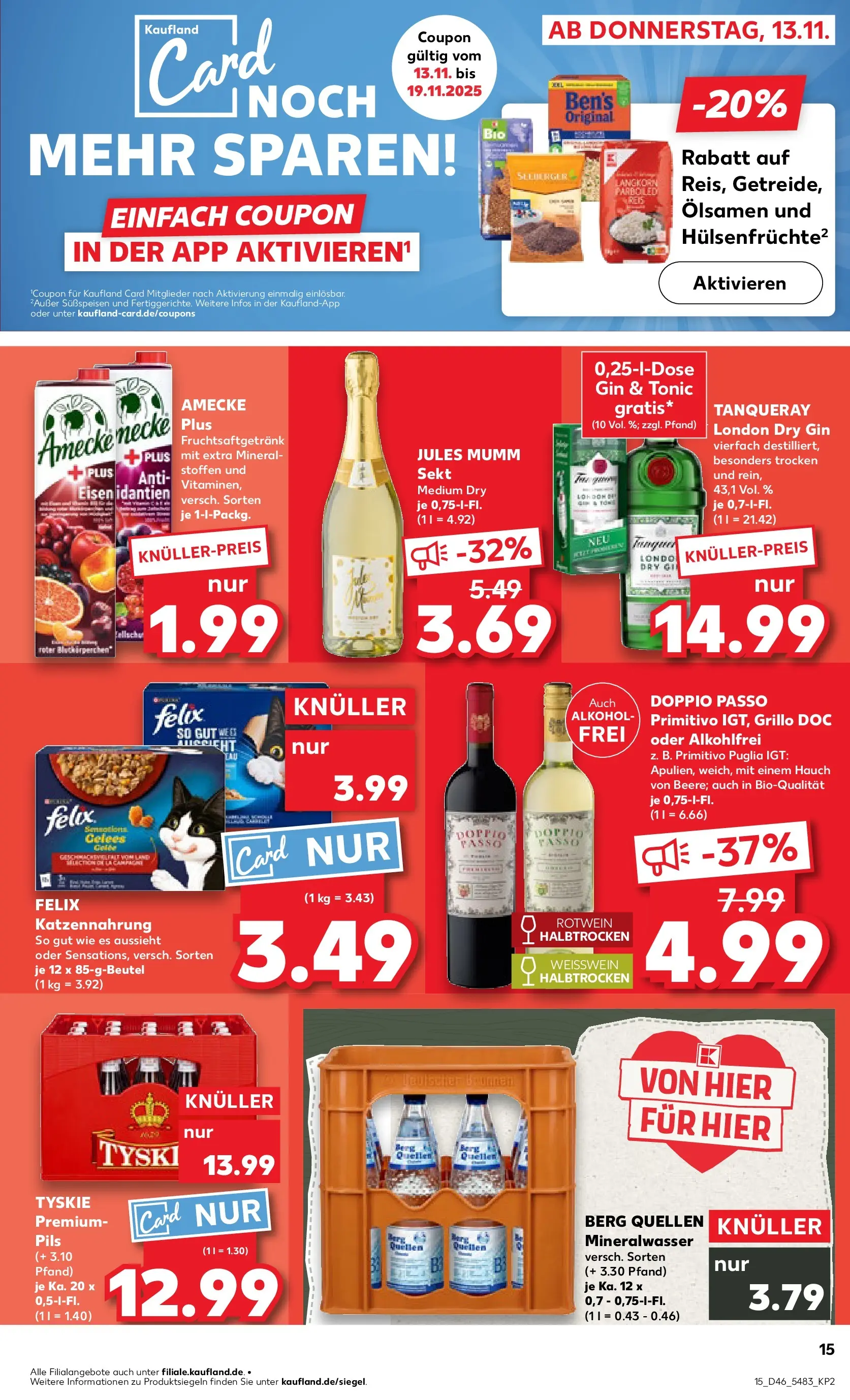Prospekt Kaufland ab 17.11.2025 » Angebote Online zum Blättern | Seite: 15 | Produkte: Mumm sekt, Tyskie, Jules mumm, Gin