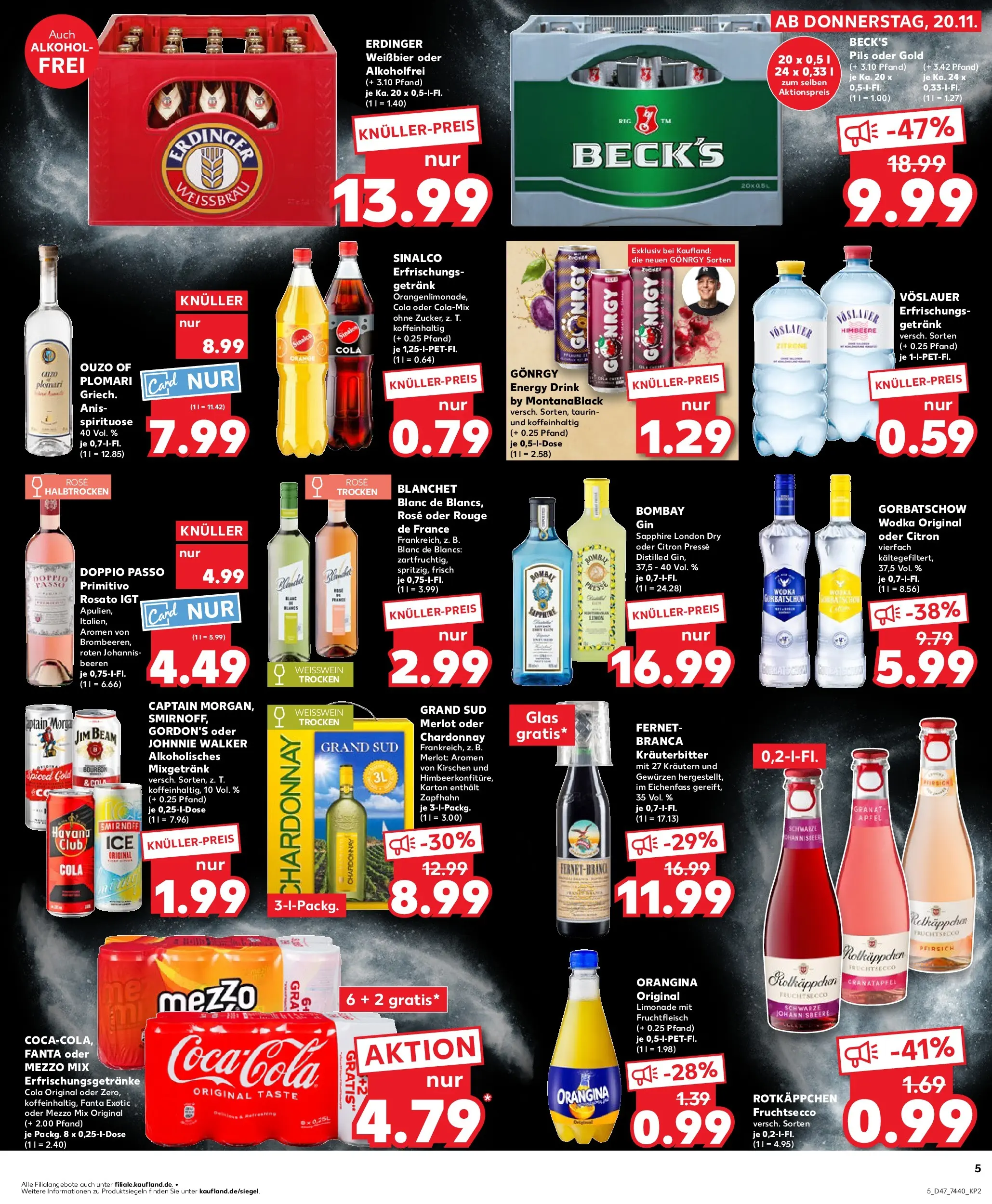 Prospekt Kaufland ab 20.11.2025 » Angebote Online zum Blättern | Seite: 5 | Produkte: Mezzo mix, Weißwein, Limonade, Johnnie walker