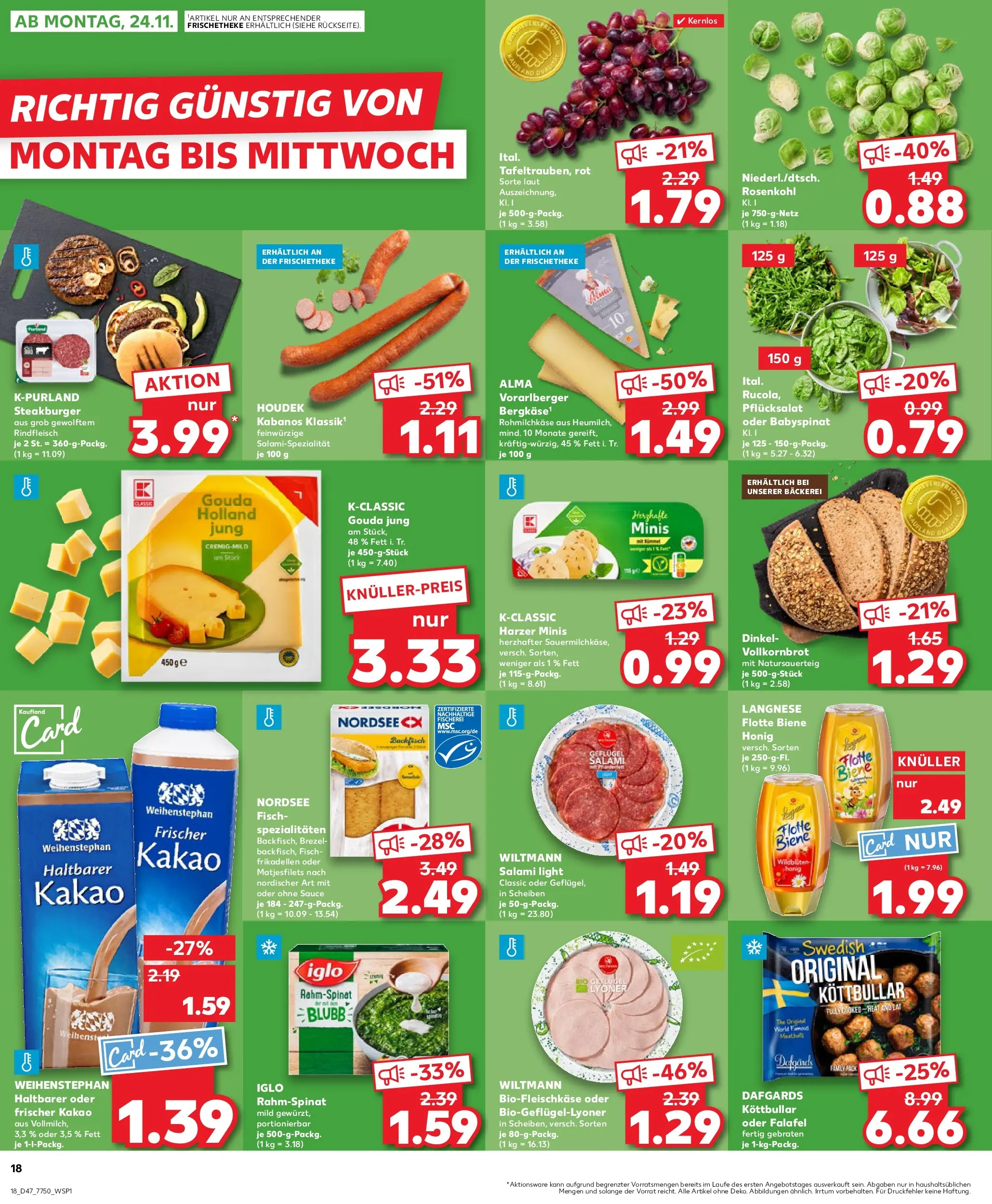 Prospekt Kaufland ab 20.11.2025 » Angebote Online zum Blättern | Seite: 18 | Produkte: Langnese, Bäckerei, Vollkornbrot, Iglo