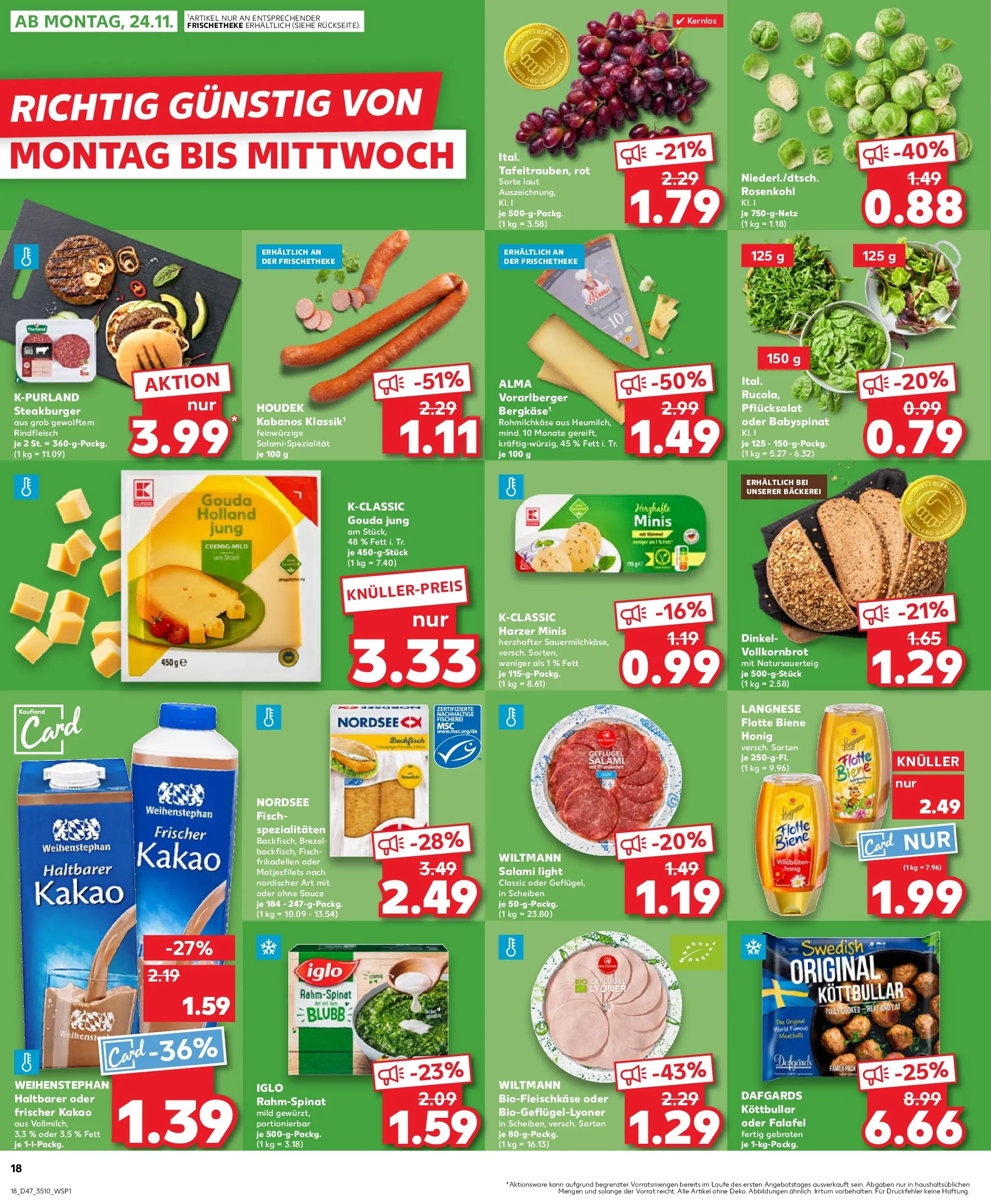 Prospekt Kaufland ab 20.11.2025 » Angebote Online zum Blättern | Seite: 18 | Produkte: Langnese, Bäckerei, Gouda, Vollkornbrot