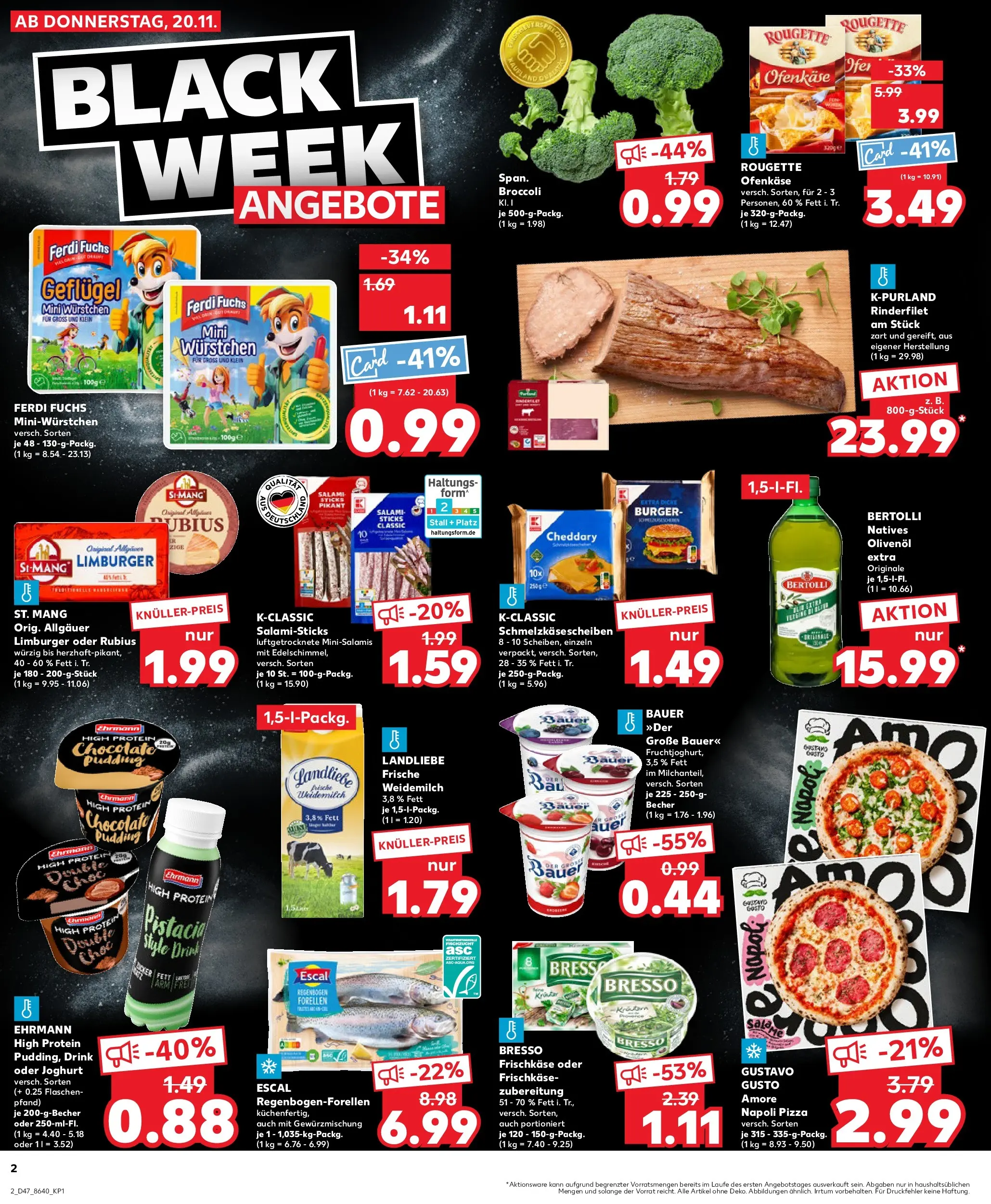 Prospekt Kaufland ab 19.11.2025 » Angebote Online zum Blättern | Seite: 2 | Produkte: Joghurt, Rinderfilet, Burger, Bresso