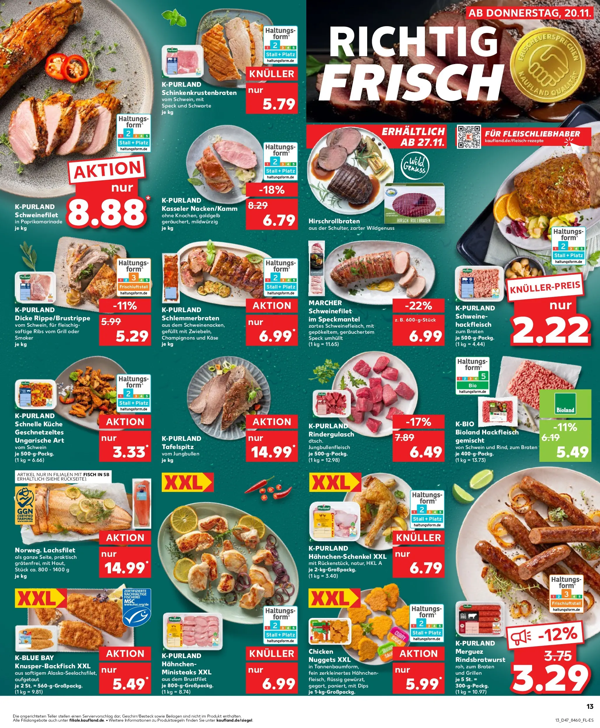 Prospekt Kaufland ab 20.11.2025 » Angebote Online zum Blättern | Seite: 13 | Produkte: Tafelspitz, Küche, Fisch, Hackfleisch