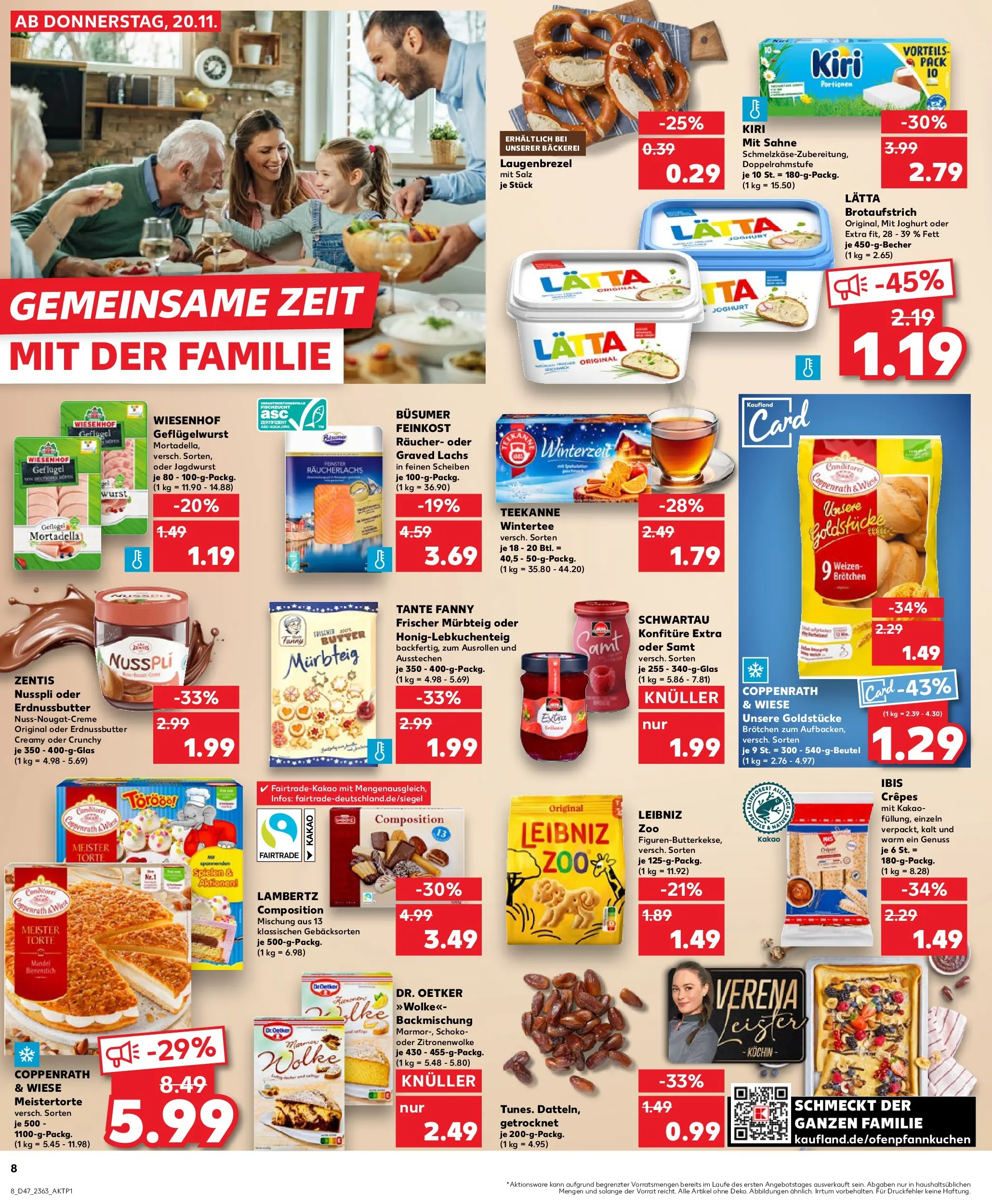 Prospekt Kaufland ab 20.11.2025 » Angebote Online zum Blättern | Seite: 8 | Produkte: Bäckerei, Butter, Lachs, Wurst