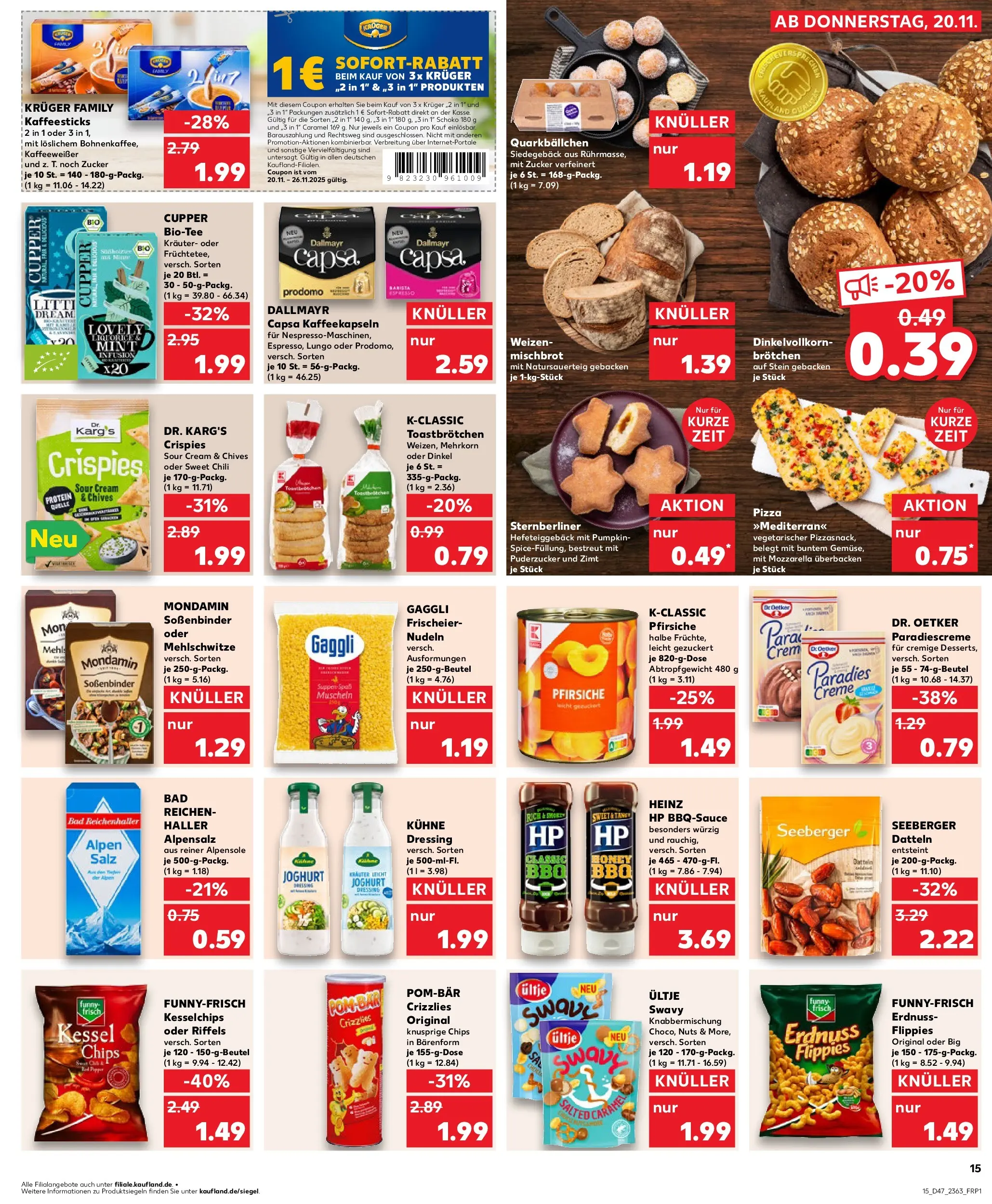 Prospekt Kaufland ab 20.11.2025 » Angebote Online zum Blättern | Seite: 15 | Produkte: Berliner, Bad, Dallmayr, Dallmayr capsa