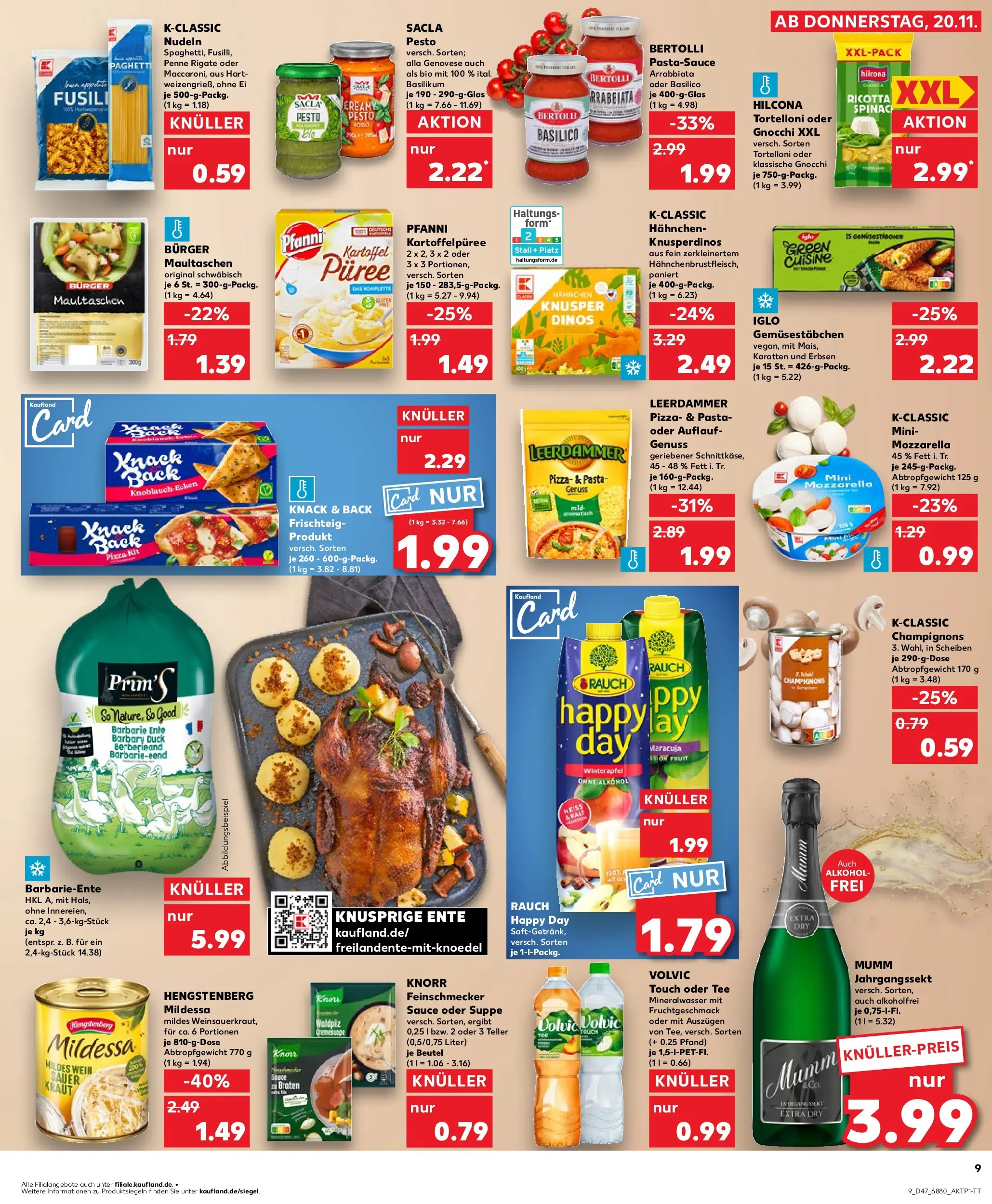 Prospekt Kaufland ab 20.11.2025 » Angebote Online zum Blättern | Seite: 9 | Produkte: Hahnchen, Mozzarella, Mineralwasser, Tee