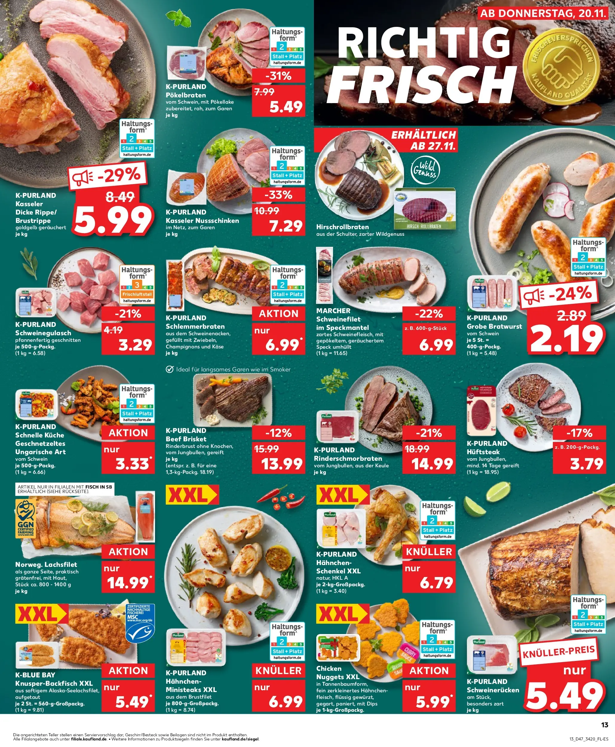 Prospekt Kaufland ab 20.11.2025 » Angebote Online zum Blättern | Seite: 13 | Produkte: Küche, Schweinefilet, Champignons, Schweinerucken