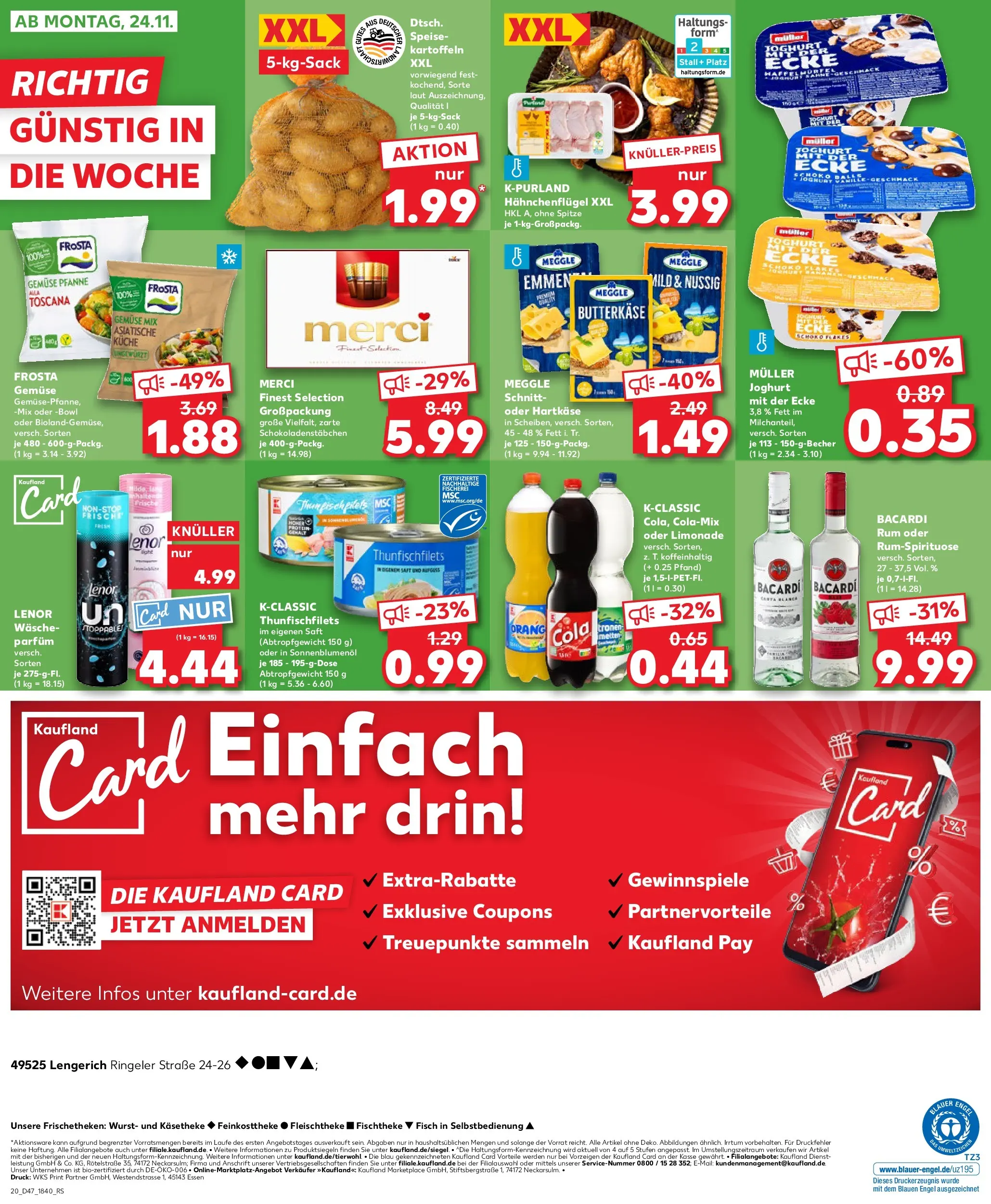 Prospekt Kaufland ab 19.11.2025 » Angebote Online zum Blättern | Seite: 20 | Produkte: Bacardi, Parfüm, Frosta, Wurst