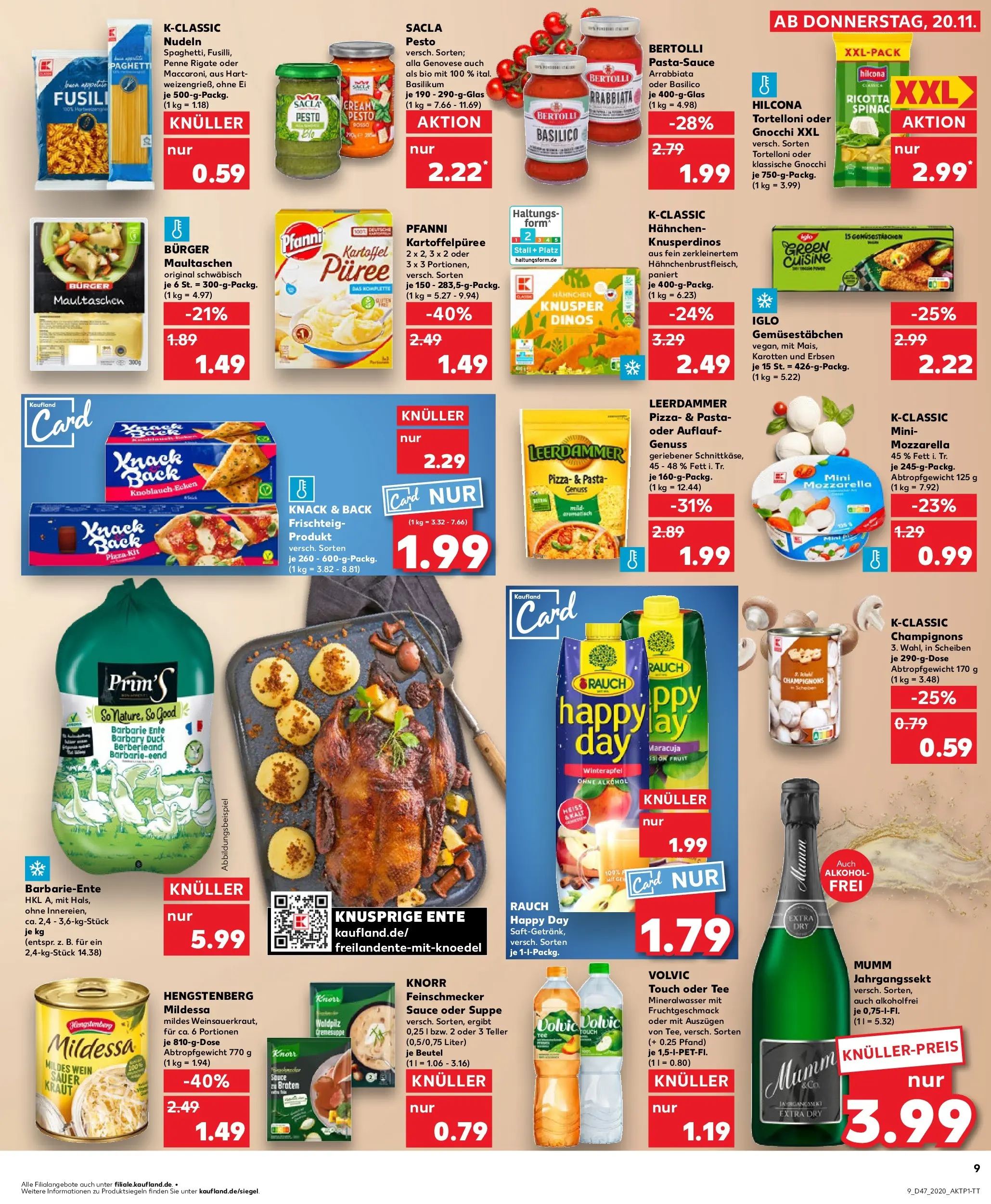 Prospekt Kaufland ab 20.11.2025 » Angebote Online zum Blättern | Seite: 9 | Produkte: Knorr, Wein, Nudeln, Volvic