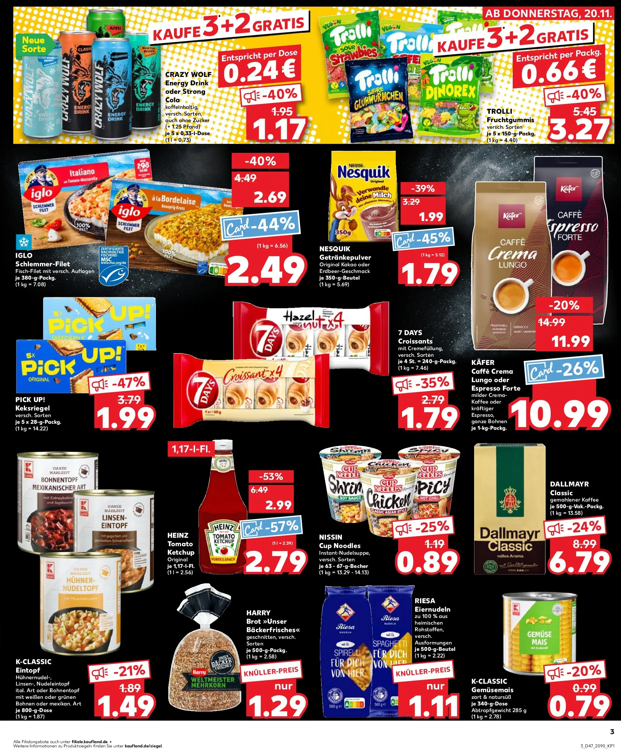 Prospekt Kaufland ab 19.11.2025 » Angebote Online zum Blättern | Seite: 3 | Produkte: Cola, Milch, Äpfel, Gemüse