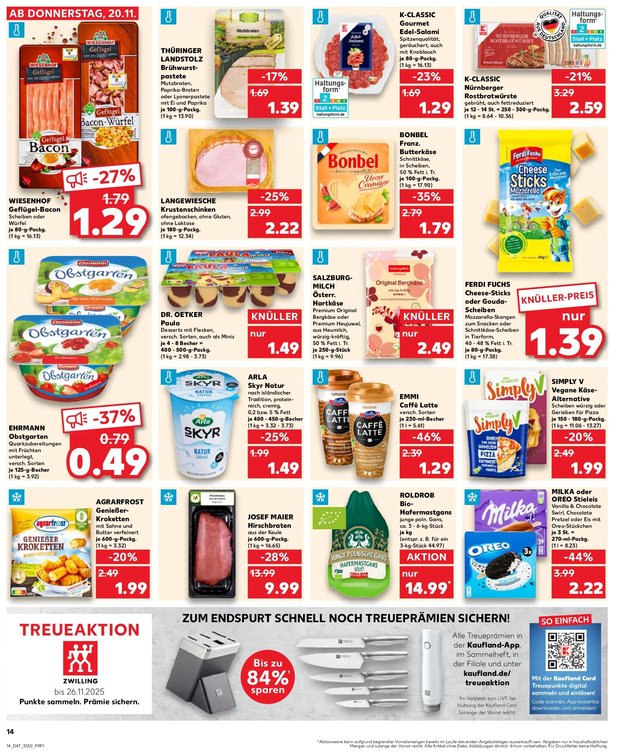 Prospekt Kaufland ab 19.11.2025 » Angebote Online zum Blättern | Seite: 14 | Produkte: Skyr, Paprika, Salami, Eis