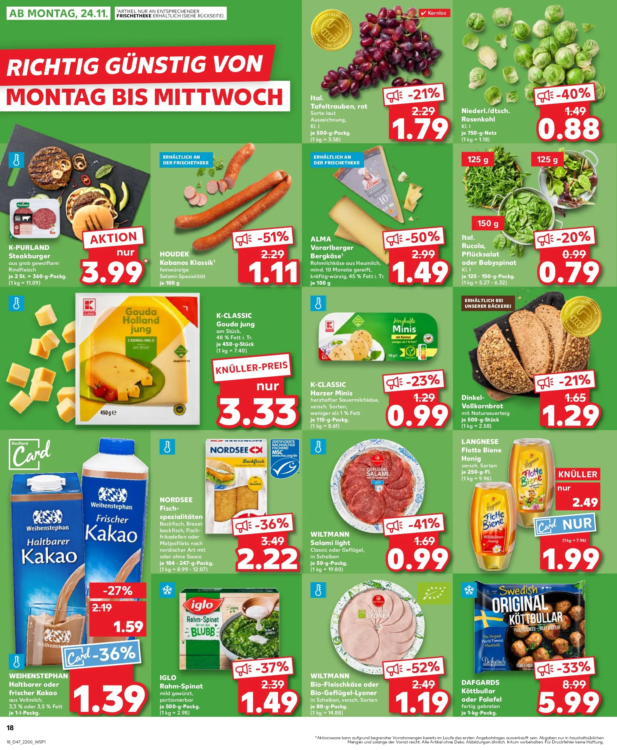 Prospekt Kaufland ab 20.11.2025 » Angebote Online zum Blättern | Seite: 18 | Produkte: Langnese, Bäckerei, Burger, Fisch