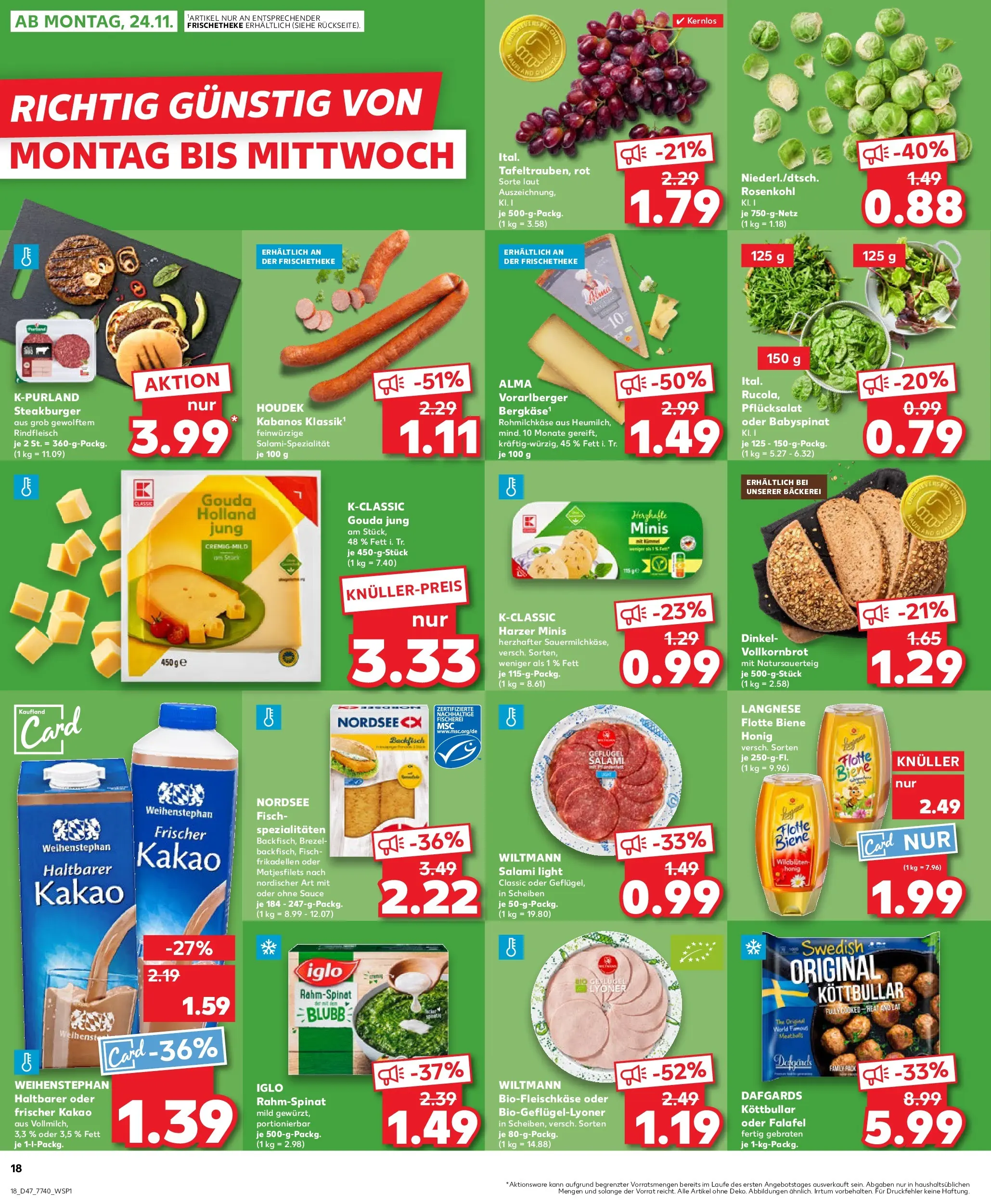 Prospekt Kaufland ab 20.11.2025 » Angebote Online zum Blättern | Seite: 18 | Produkte: Theke, Iglo, Burger, Salami