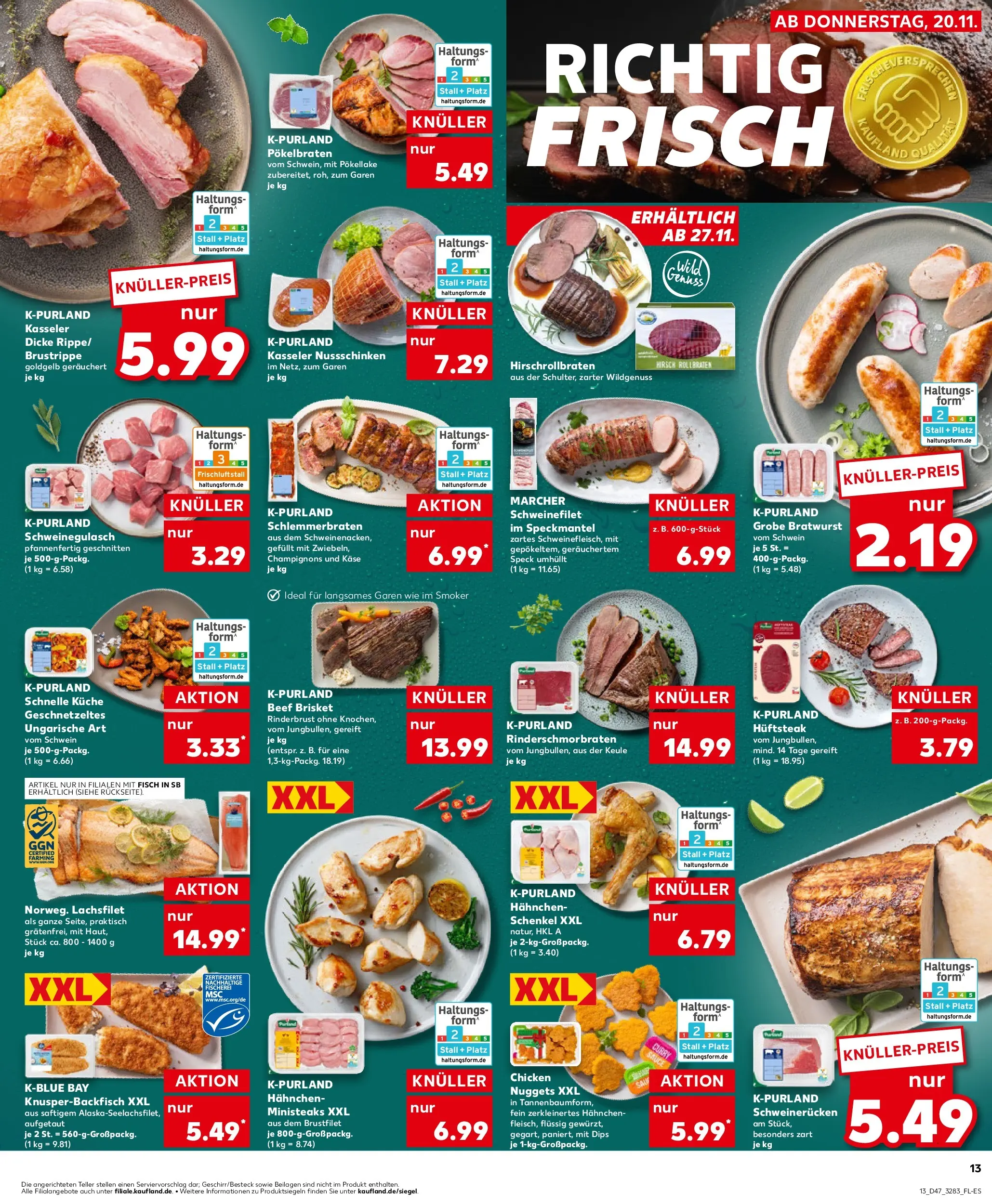 Prospekt Kaufland ab 20.11.2025 » Angebote Online zum Blättern | Seite: 13 | Produkte: Käse, Küche, Schweinefilet, Schweinerucken