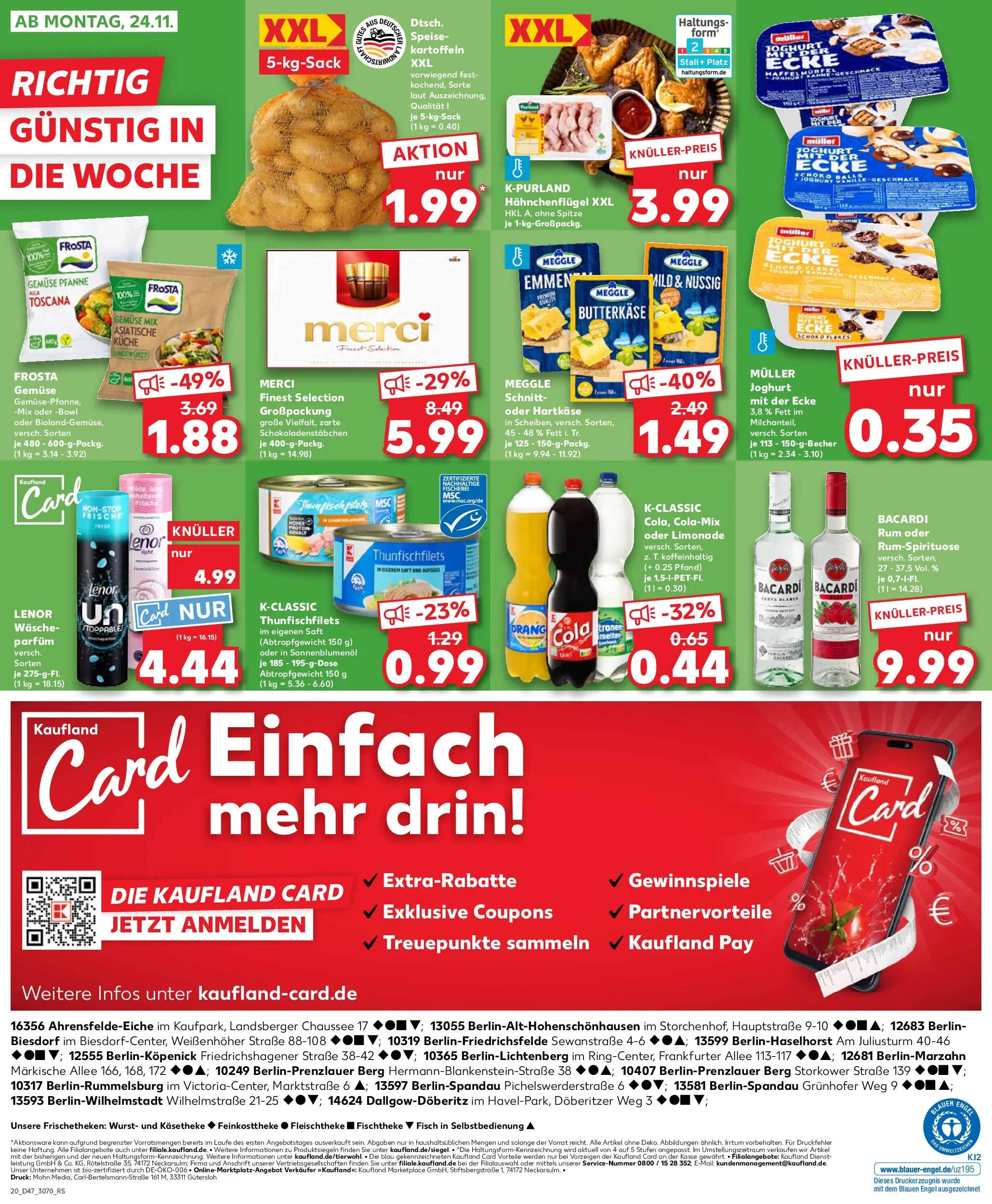Prospekt Kaufland ab 20.11.2025 » Angebote Online zum Blättern | Seite: 20 | Produkte: Bacardi, Cola, Limonade, Wurst