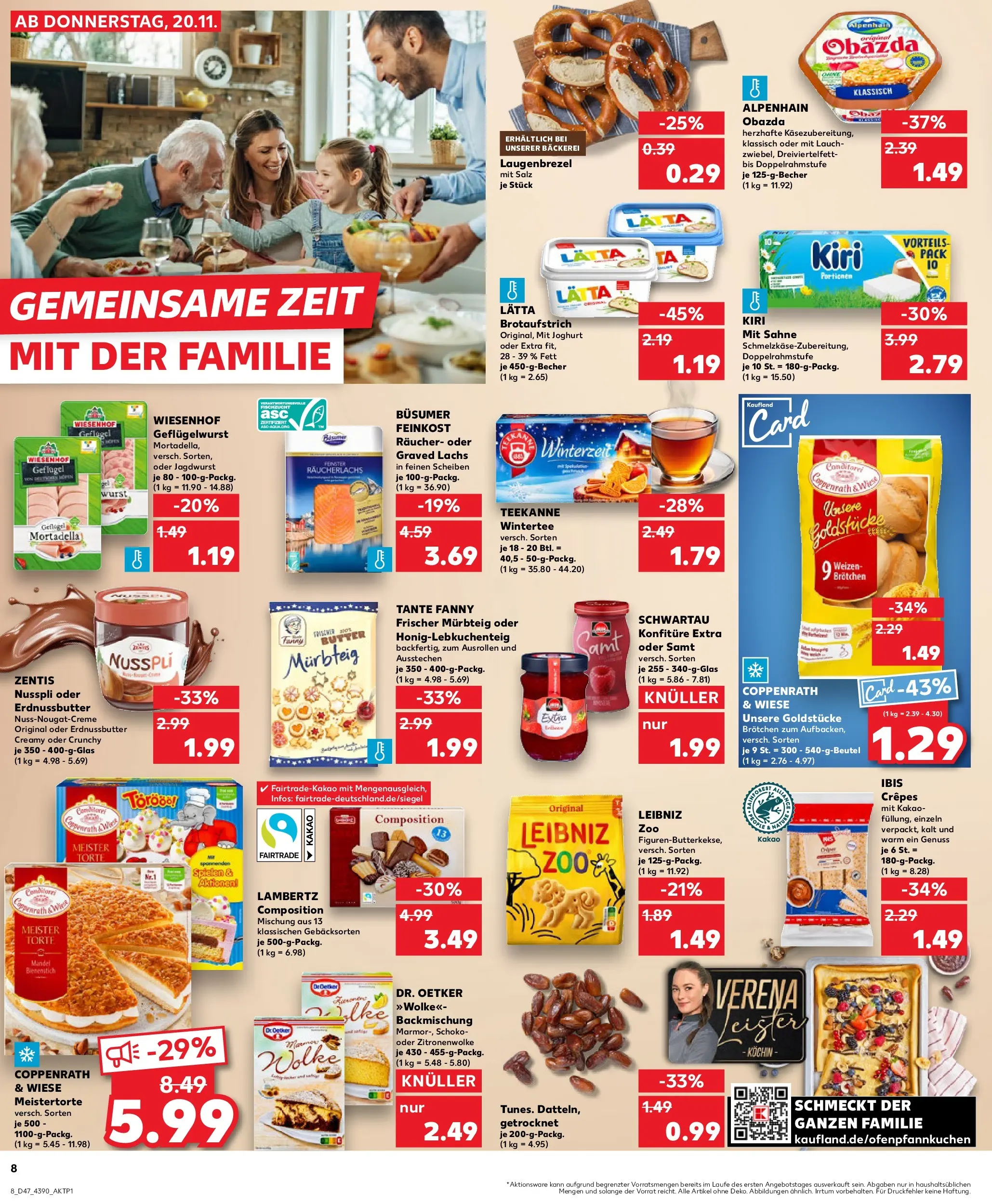 Prospekt Kaufland ab 20.11.2025 » Angebote Online zum Blättern | Seite: 8 | Produkte: Bäckerei, Wurst, Zentis nusspli, Sahne