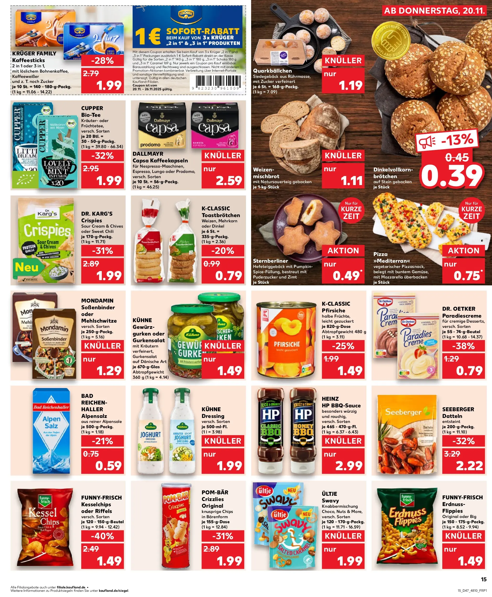 Prospekt Kaufland ab 20.11.2025 » Angebote Online zum Blättern | Seite: 15 | Produkte: Mehl, Bad, Funny frisch, Dressing