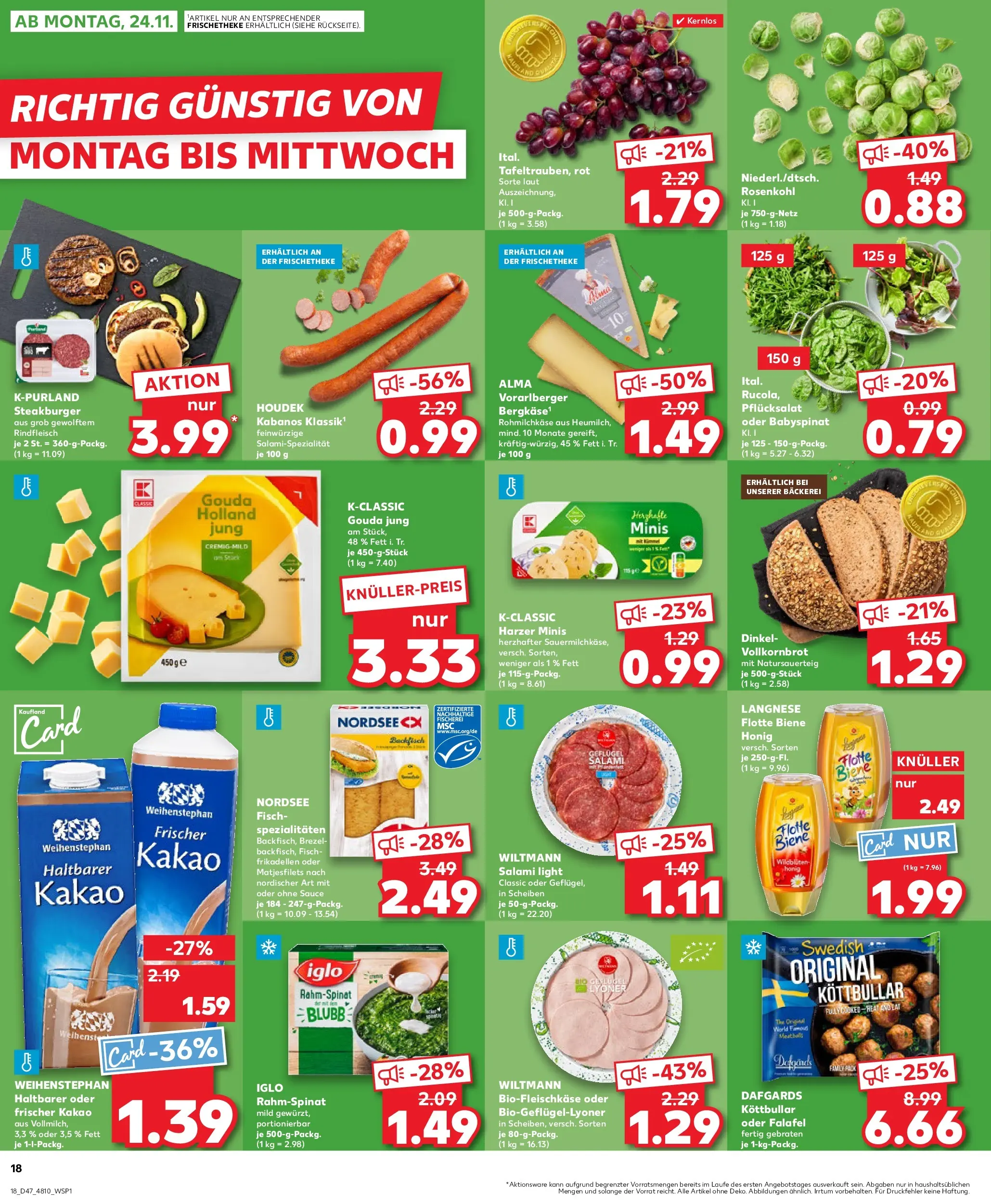Prospekt Kaufland ab 20.11.2025 » Angebote Online zum Blättern | Seite: 18 | Produkte: Langnese, Vollkornbrot, Fisch, Salami