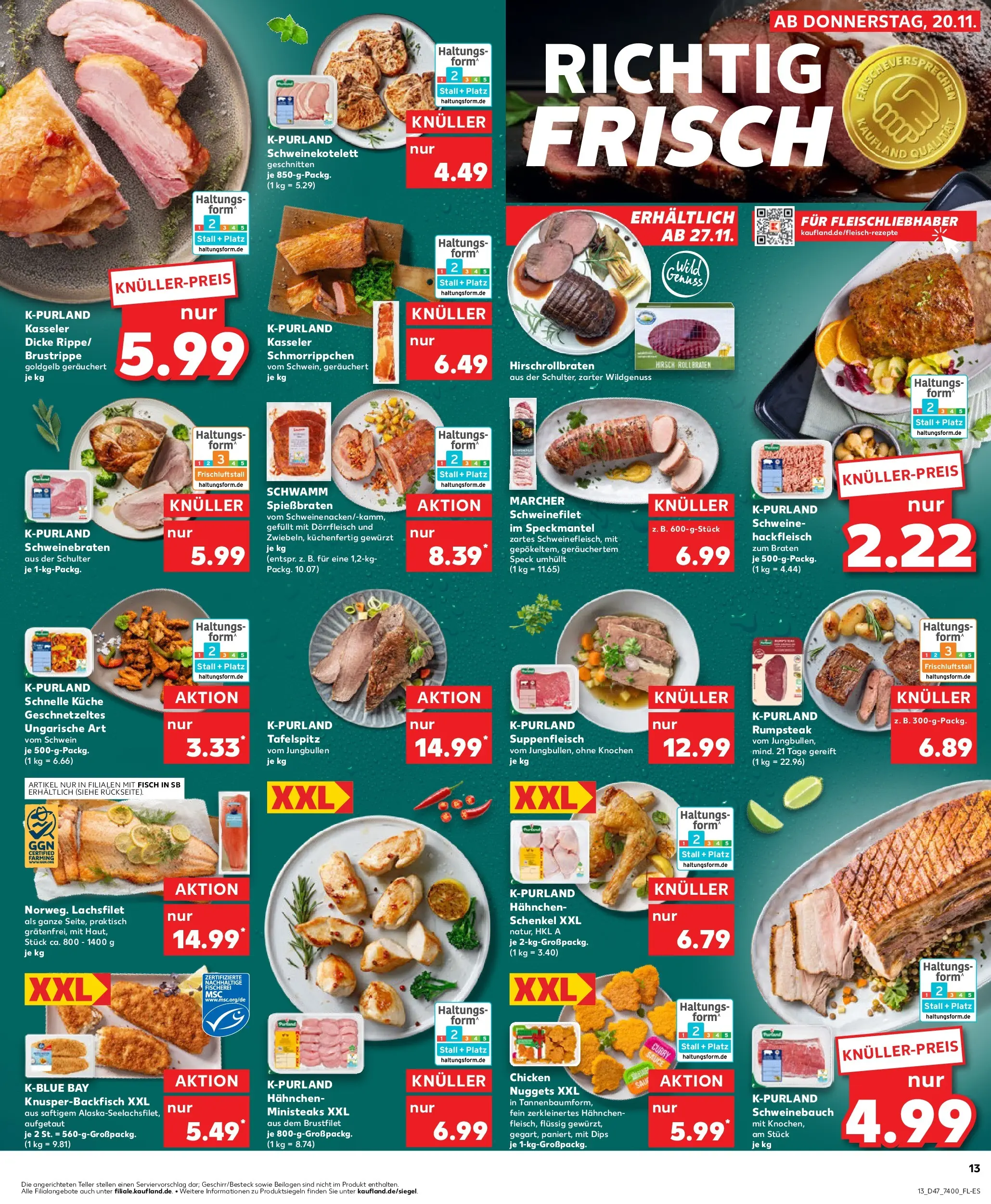 Prospekt Kaufland ab 20.11.2025 » Angebote Online zum Blättern | Seite: 13 | Produkte: Tafelspitz, Hahnchen, Schweinebauch, Küche