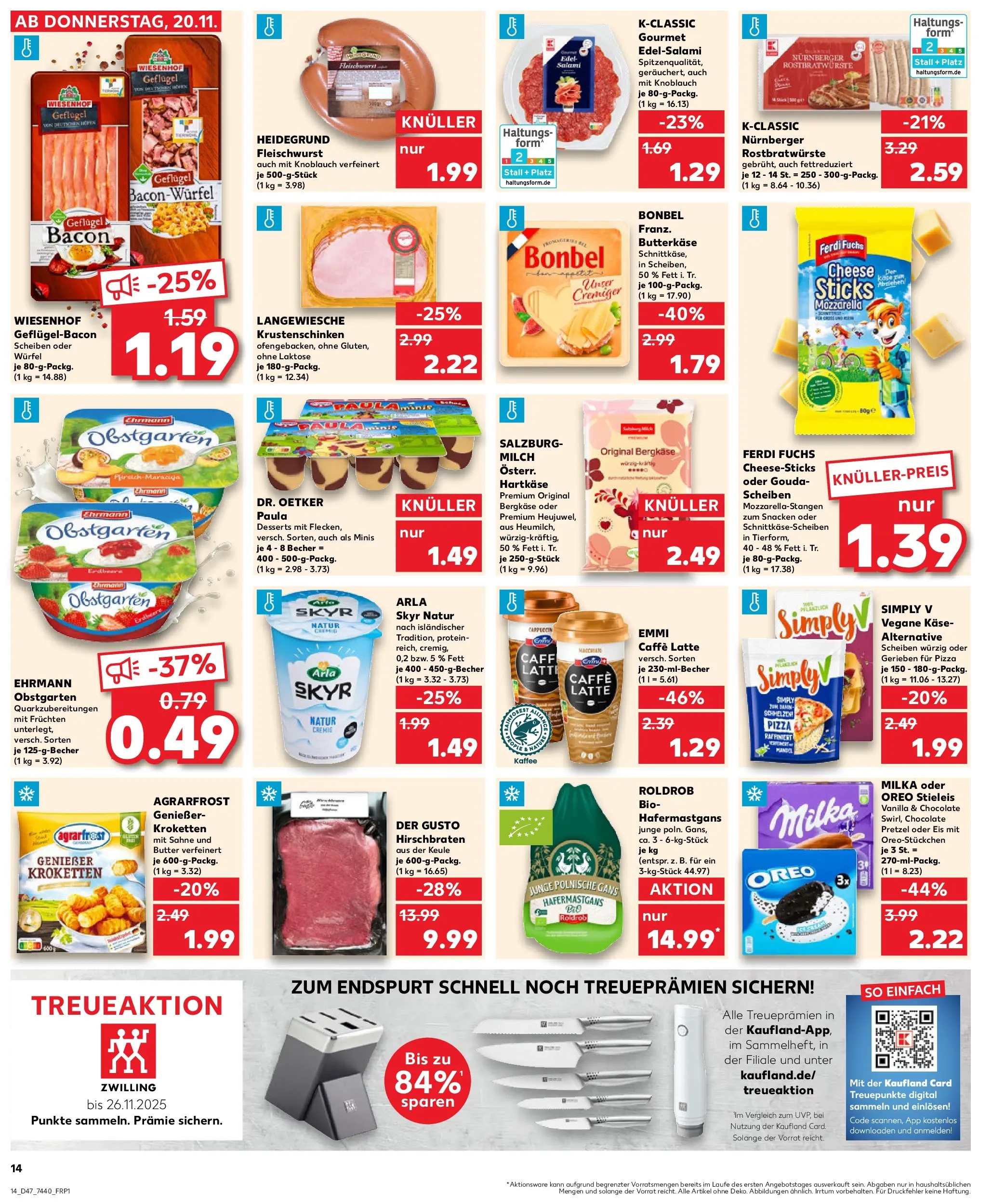 Prospekt Kaufland ab 20.11.2025 » Angebote Online zum Blättern | Seite: 14 | Produkte: Butter, Käse, Gouda, Arla skyr