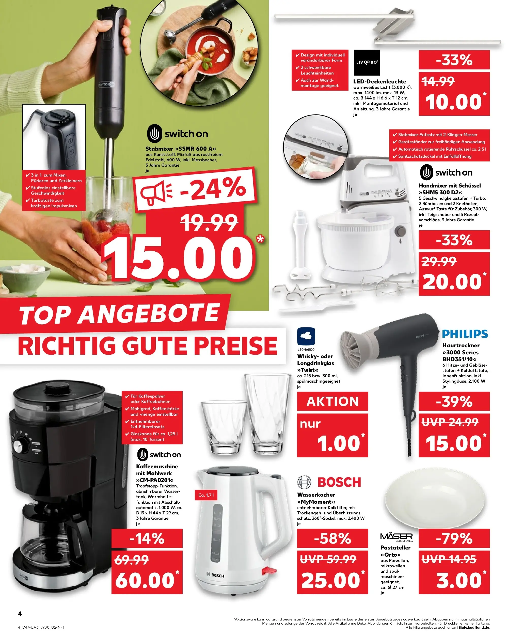 Prospekt Kaufland ab 20.11.2025 » Angebote Online zum Blättern | Seite: 4 | Produkte: Whisky, Haartrockner, Wasser, Stabmixer